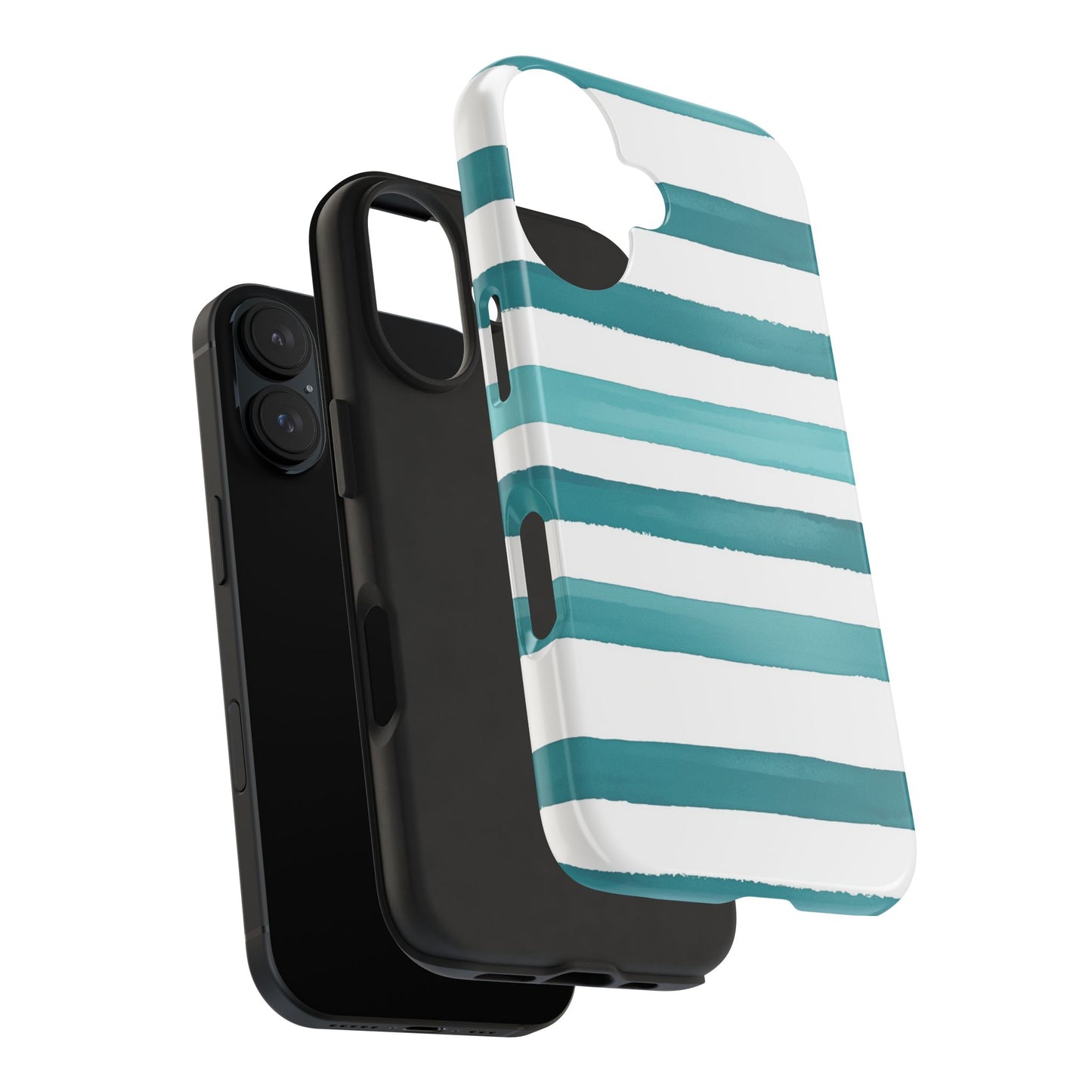 Vibrant Lines | Teal Ocean Striped Tough Phone Case
