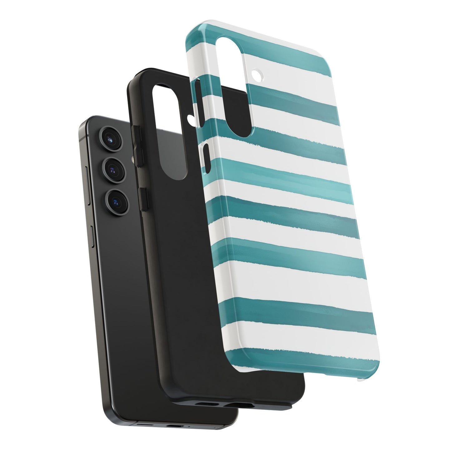 Vibrant Lines | Teal Ocean Striped Tough Phone Case
