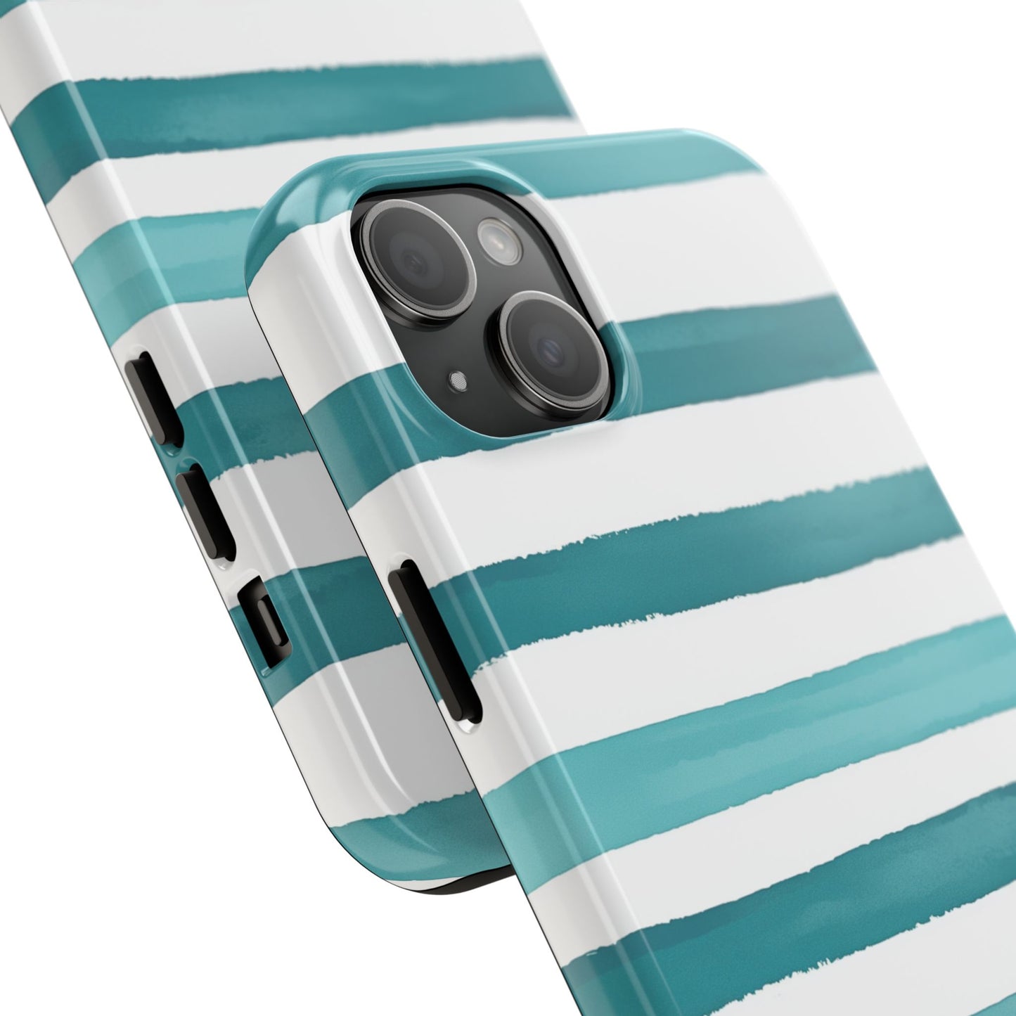 Vibrant Lines | Teal Ocean Striped Tough Phone Case