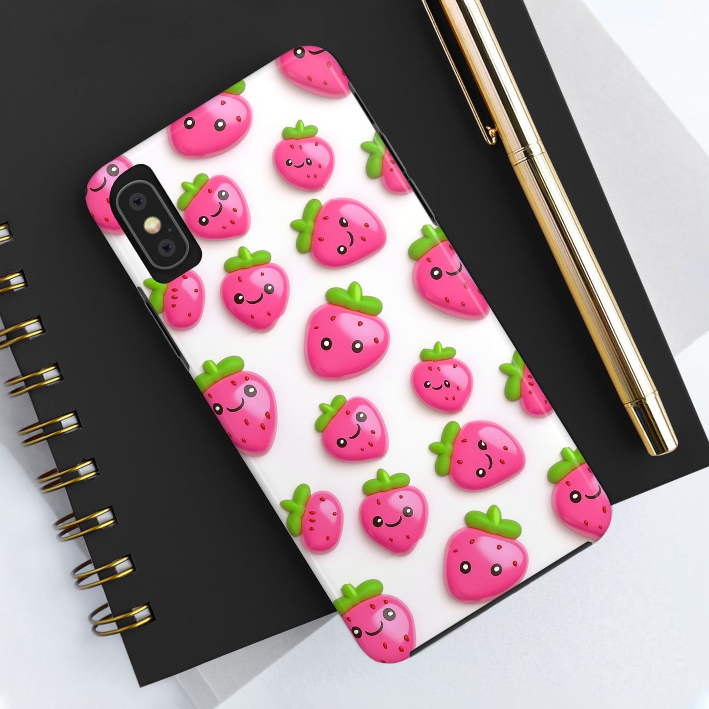 Quirky Chic | Smiling Strawberries Tough Phone Case