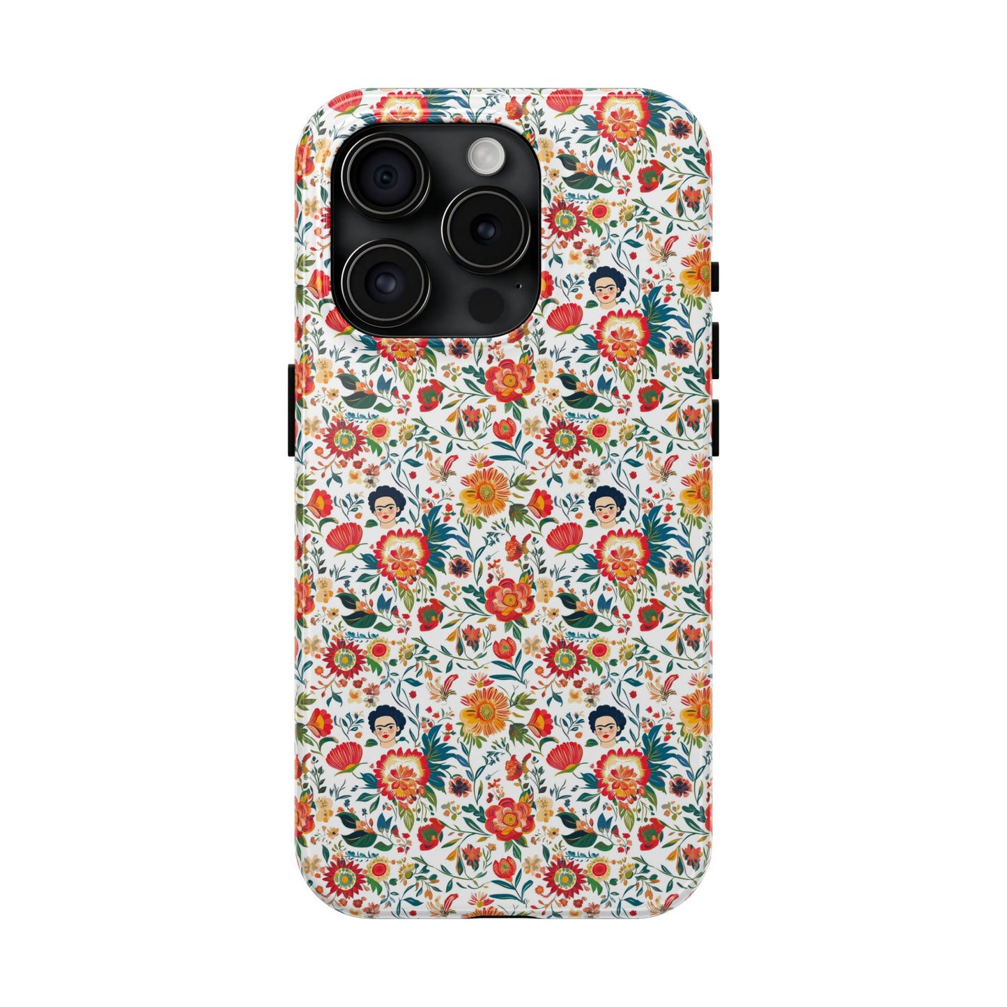 Frida Collection | Colorful Frida Kahlo Tough Phone Case for iPhone, Protective Case, Hard Shell Cover, Shockproof Case, Flower Pattern, Floral Design