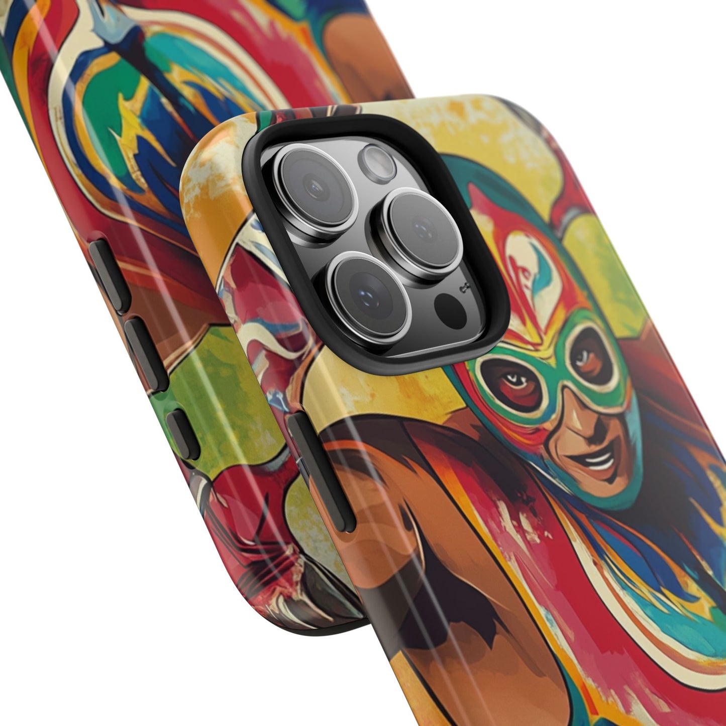 Colorful Lucha Libre Wrestler Tough Phone Case - Protective Phone Cover, Fun Wrestling Fan Gift, Vibrant Masked Wrestler Phone