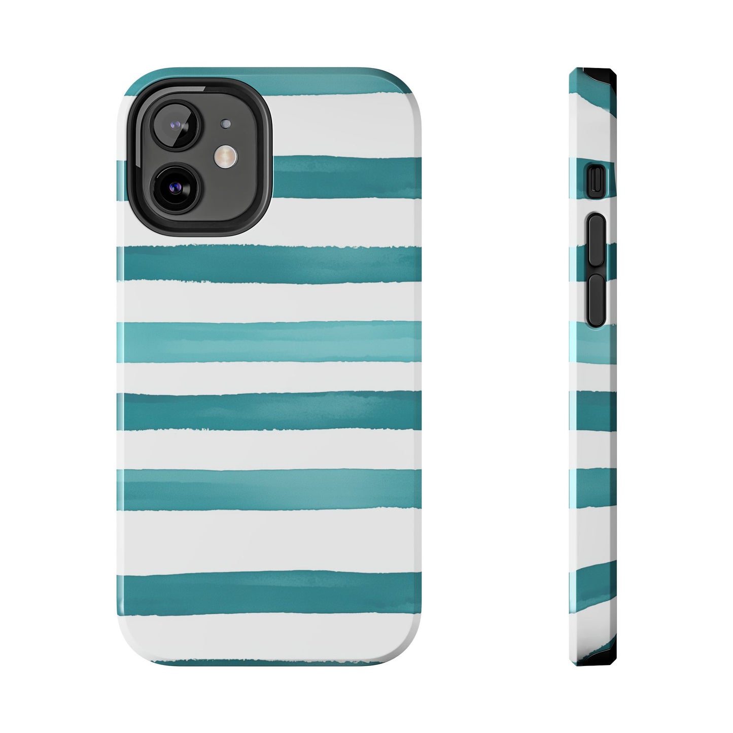 Vibrant Lines | Teal Ocean Striped Tough Phone Case