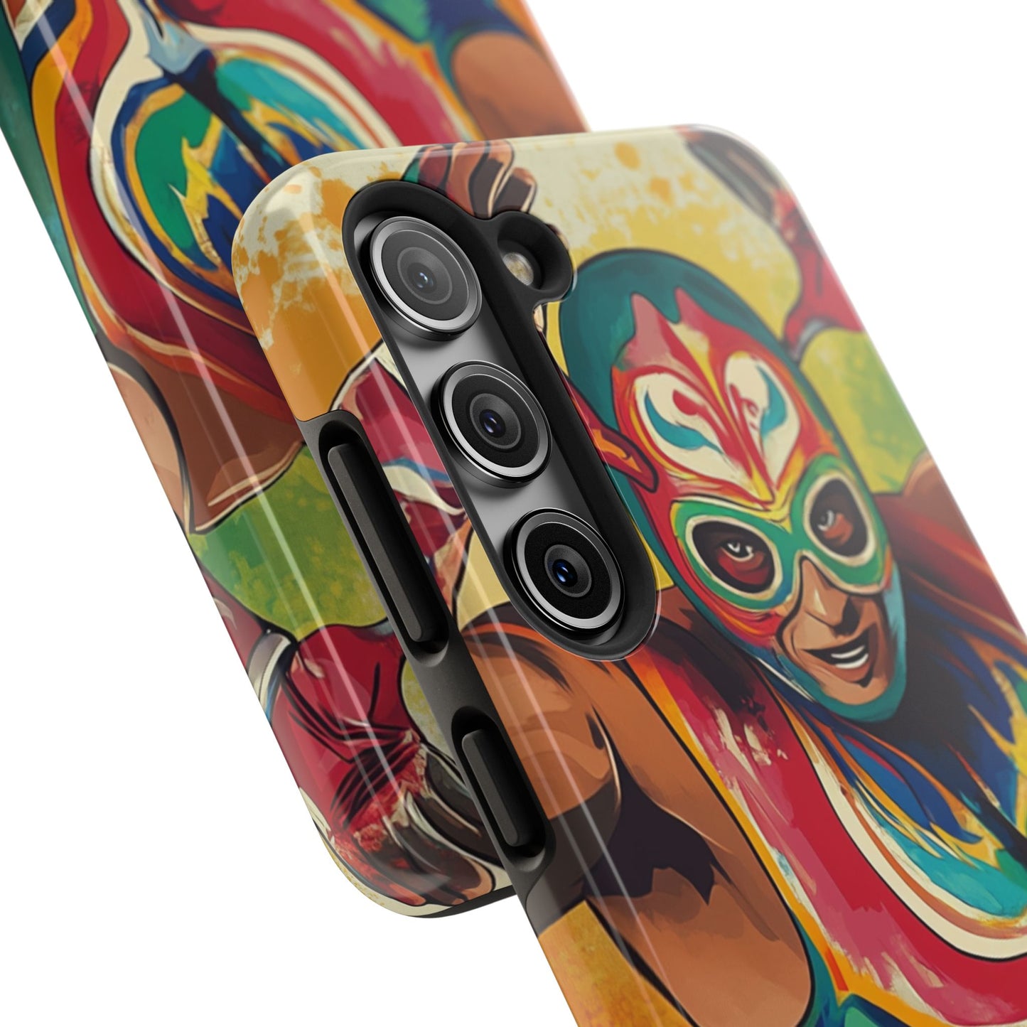 Colorful Lucha Libre Wrestler Tough Phone Case - Protective Phone Cover, Fun Wrestling Fan Gift, Vibrant Masked Wrestler Phone