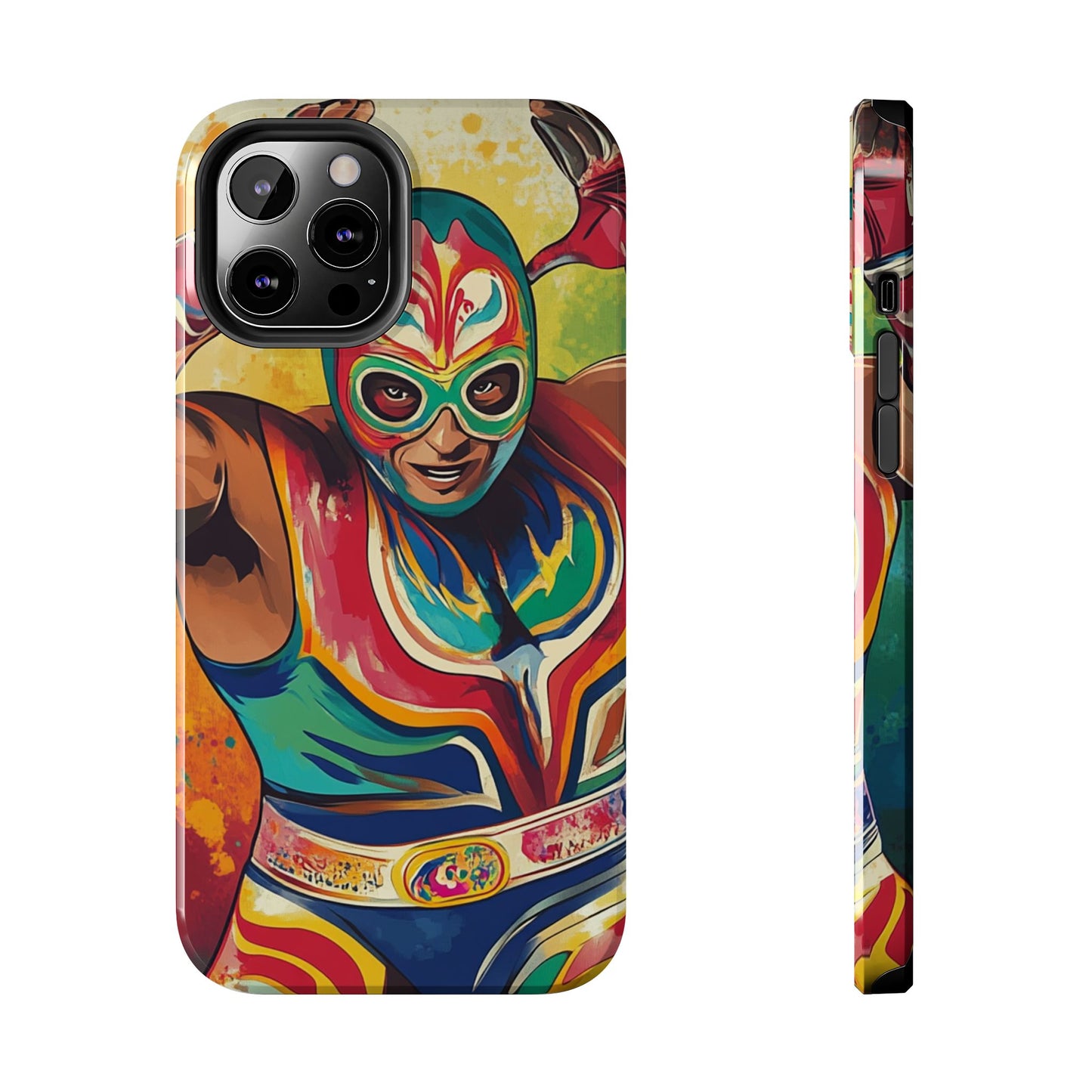 Colorful Lucha Libre Wrestler Tough Phone Case - Protective Phone Cover, Fun Wrestling Fan Gift, Vibrant Masked Wrestler Phone