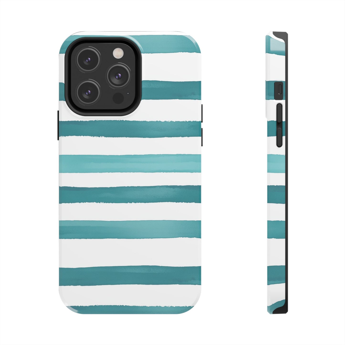 Vibrant Lines | Teal Ocean Striped Tough Phone Case