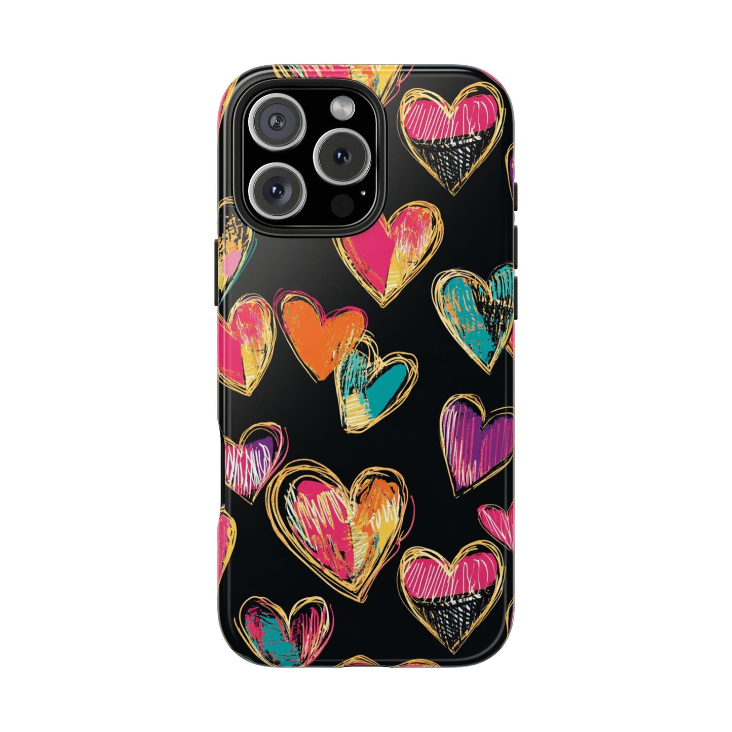 Love is in the Air | Colorful Chalk Hearts Design Phone Case