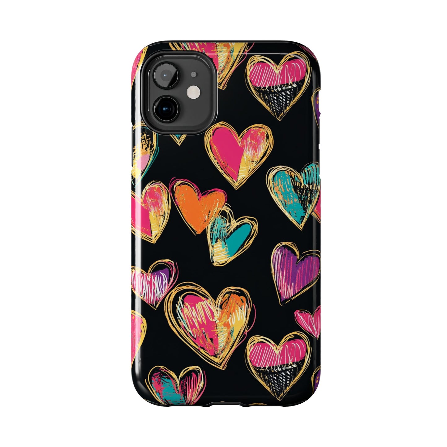 Love is in the Air | Colorful Chalk Hearts Design Phone Case