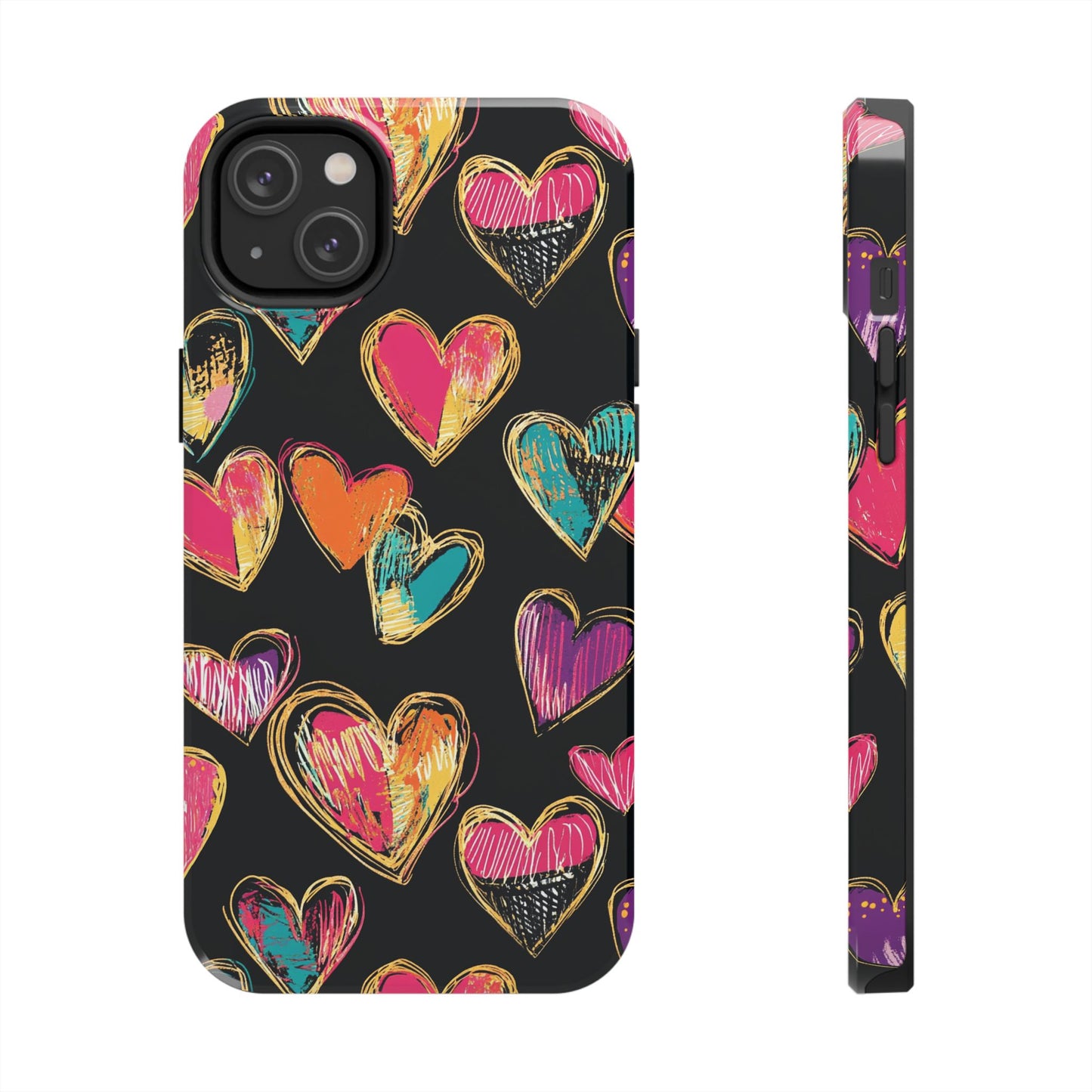 Love is in the Air | Colorful Chalk Hearts Design Phone Case
