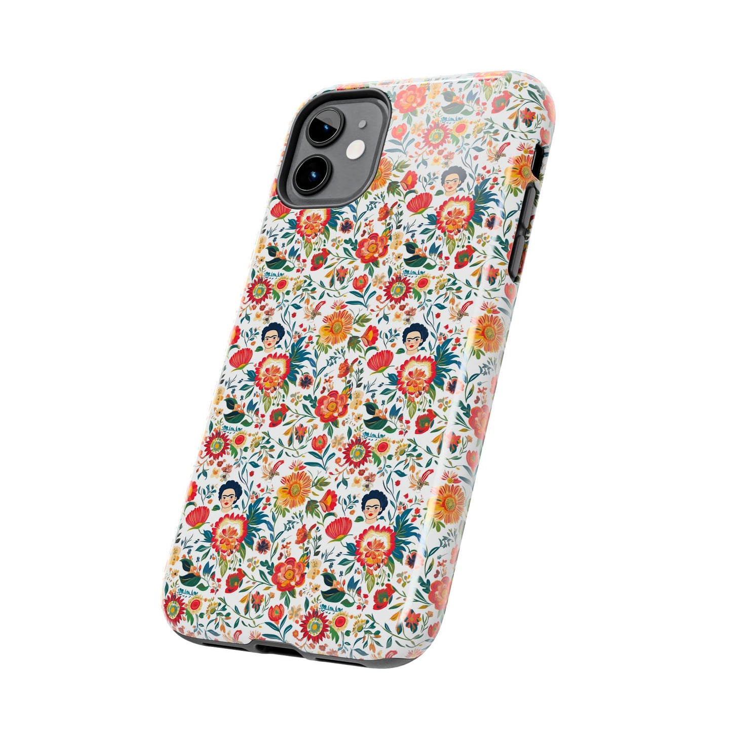 Frida Collection | Colorful Frida Kahlo Tough Phone Case for iPhone, Protective Case, Hard Shell Cover, Shockproof Case, Flower Pattern, Floral Design