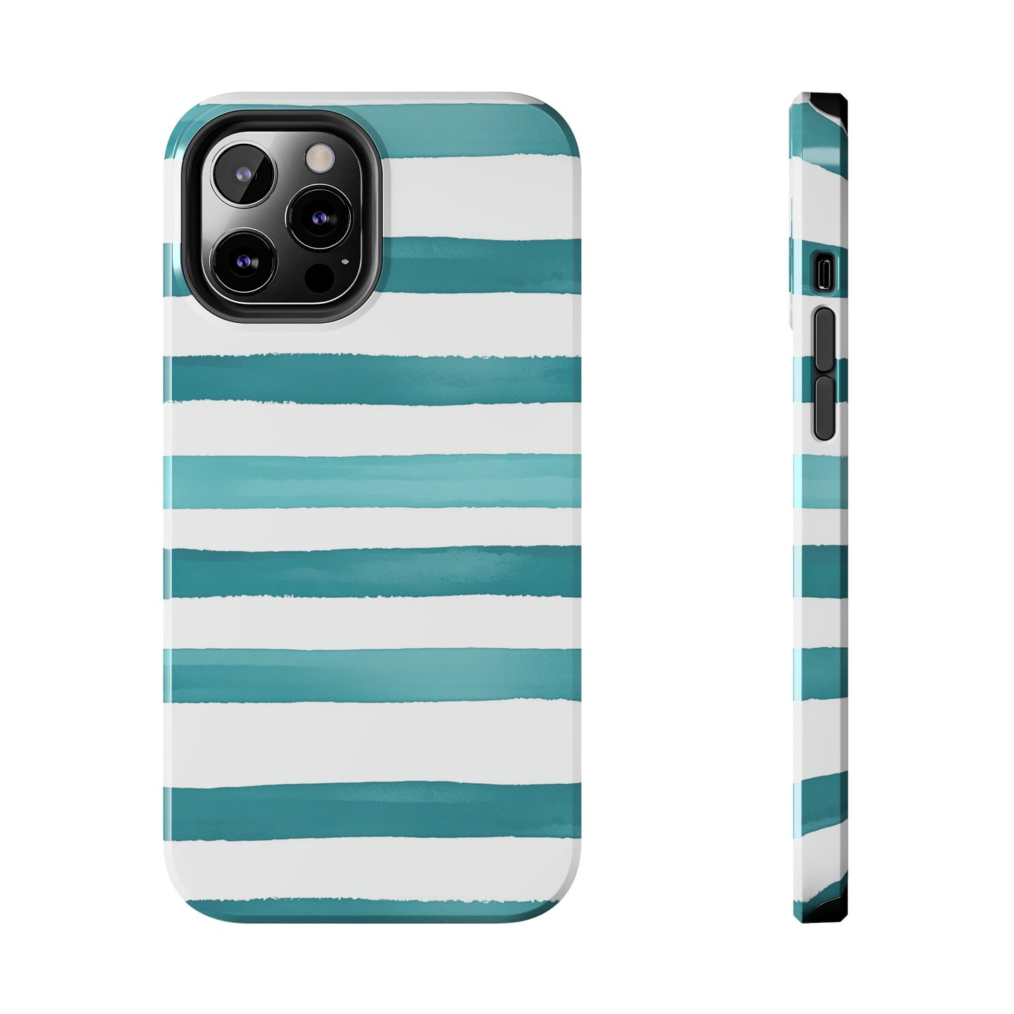 Vibrant Lines | Teal Ocean Striped Tough Phone Case