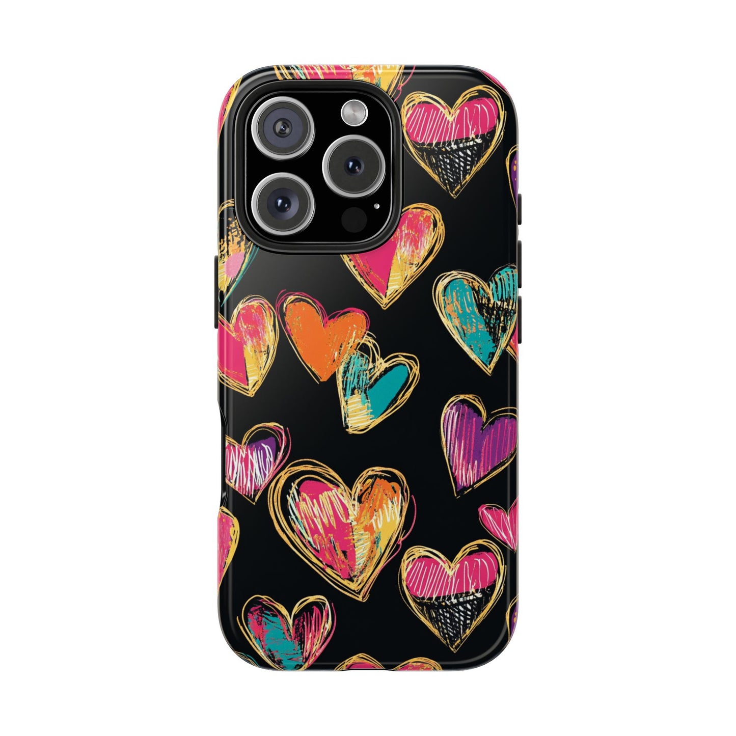 Love is in the Air | Colorful Chalk Hearts Design Phone Case