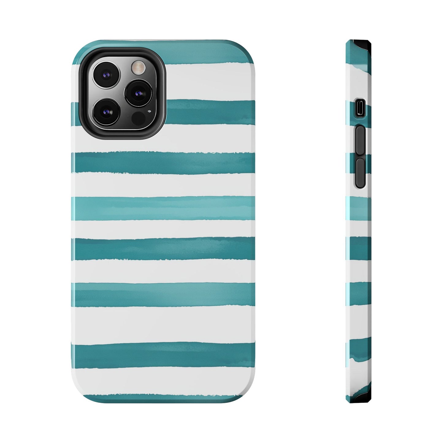 Vibrant Lines | Teal Ocean Striped Tough Phone Case