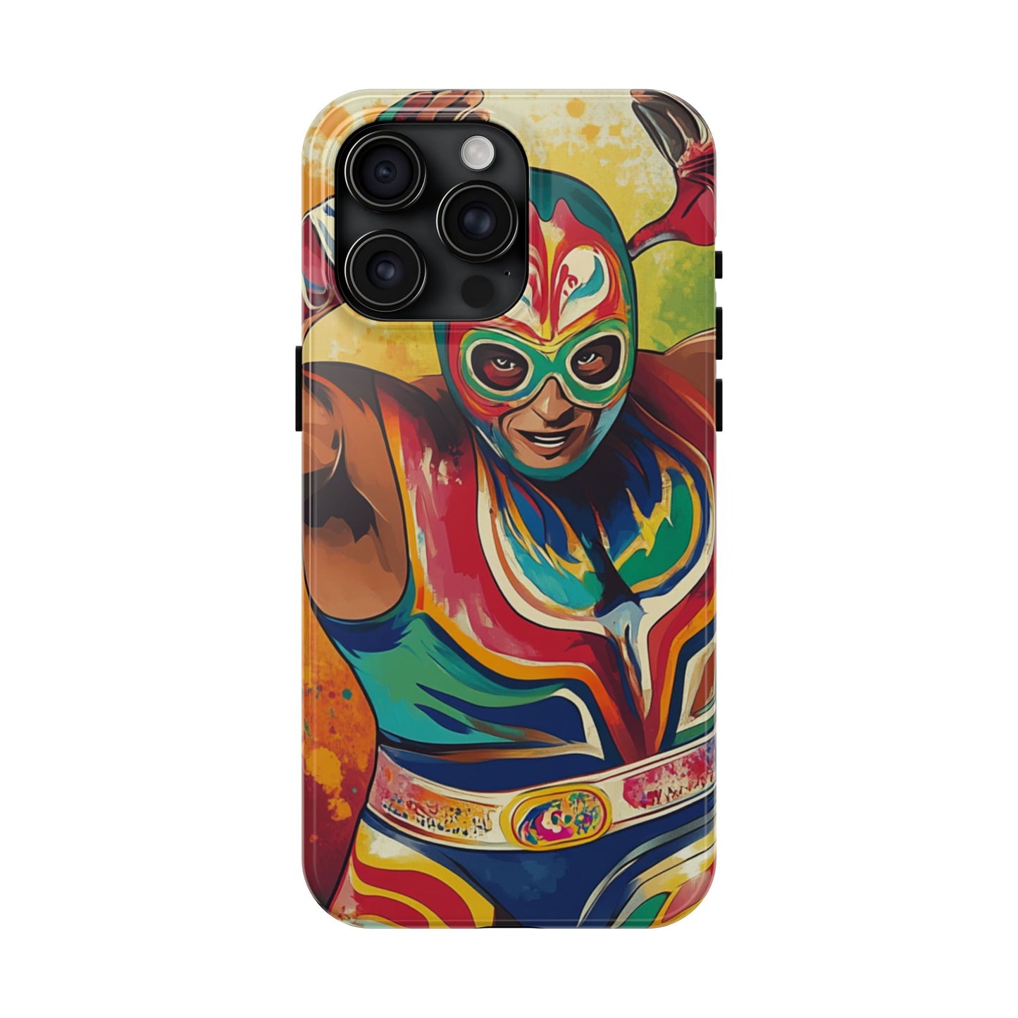 Colorful Lucha Libre Wrestler Tough Phone Case - Protective Phone Cover, Fun Wrestling Fan Gift, Vibrant Masked Wrestler Phone