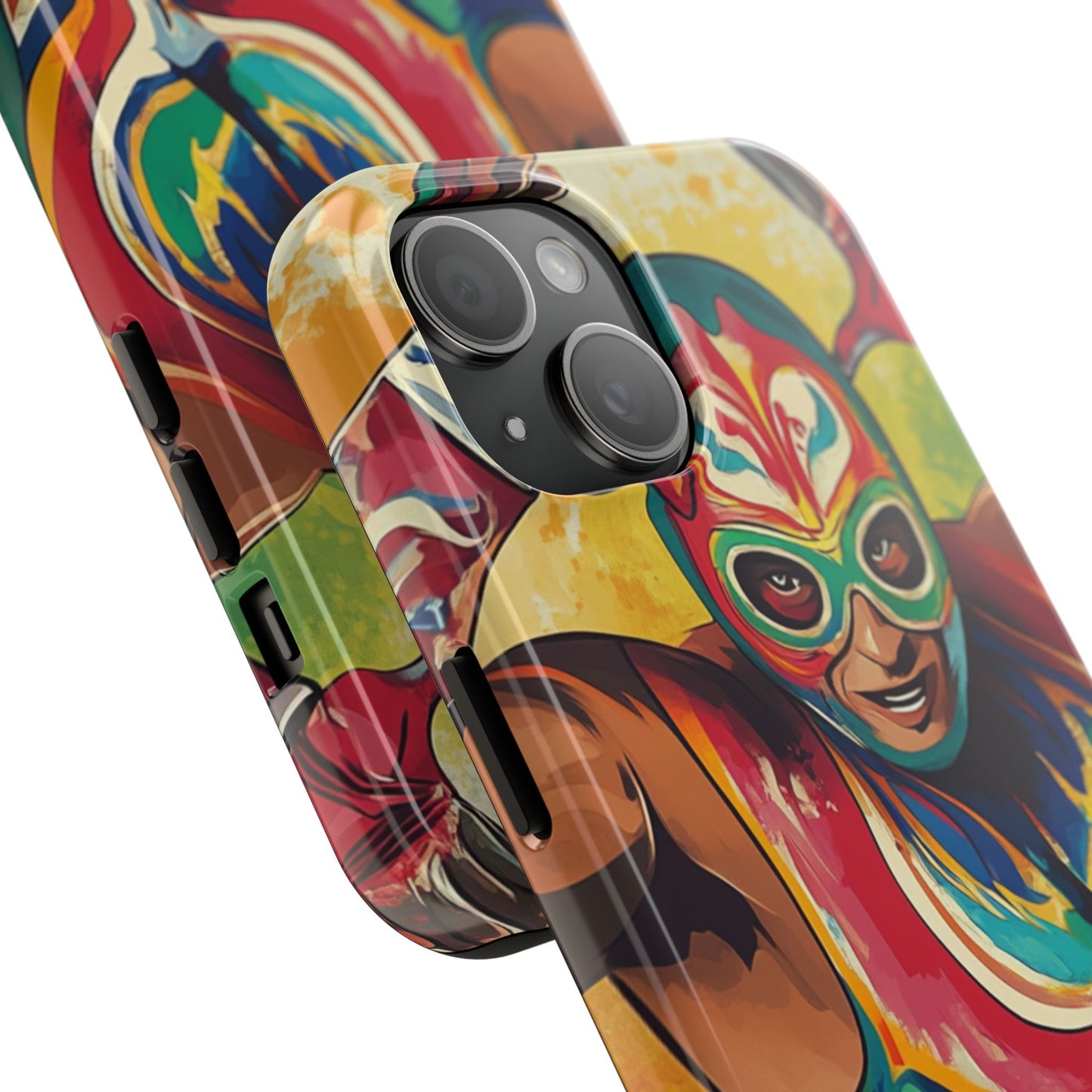 Colorful Lucha Libre Wrestler Tough Phone Case - Protective Phone Cover, Fun Wrestling Fan Gift, Vibrant Masked Wrestler Phone