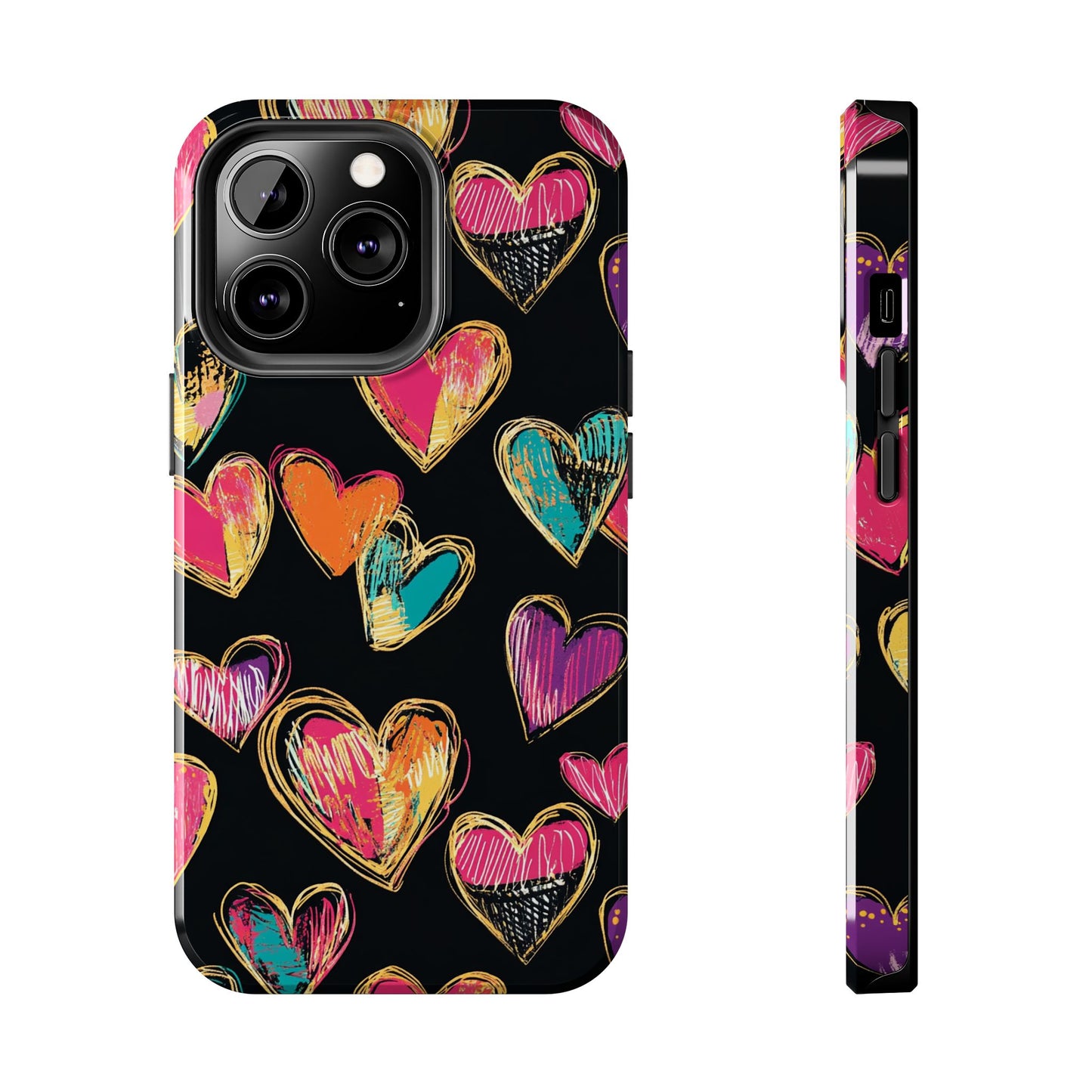 Love is in the Air | Colorful Chalk Hearts Design Phone Case