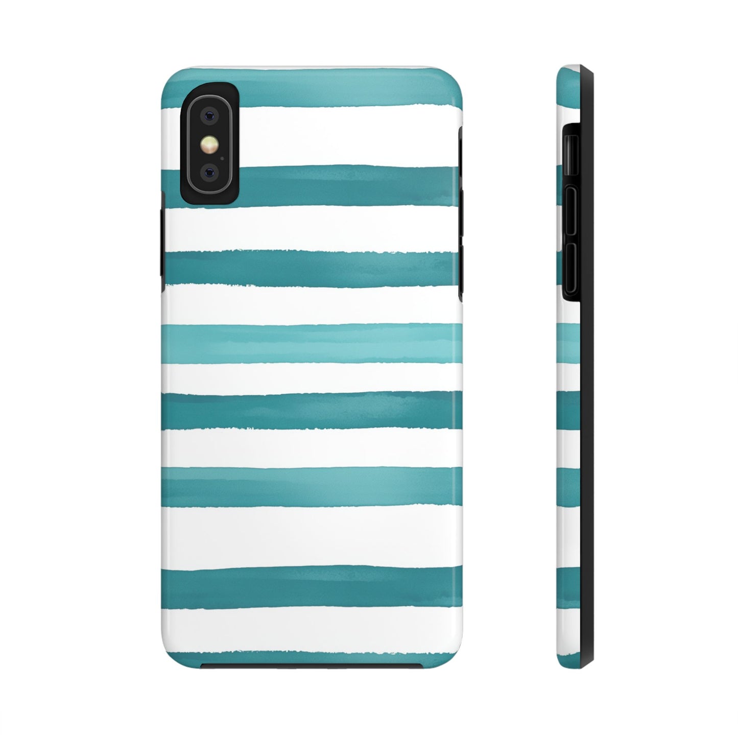 Vibrant Lines | Teal Ocean Striped Tough Phone Case
