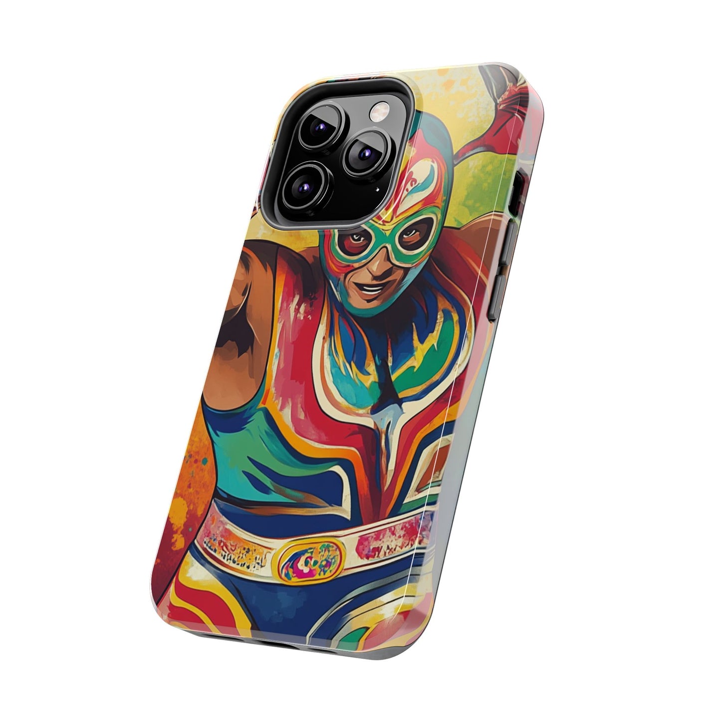 Colorful Lucha Libre Wrestler Tough Phone Case - Protective Phone Cover, Fun Wrestling Fan Gift, Vibrant Masked Wrestler Phone
