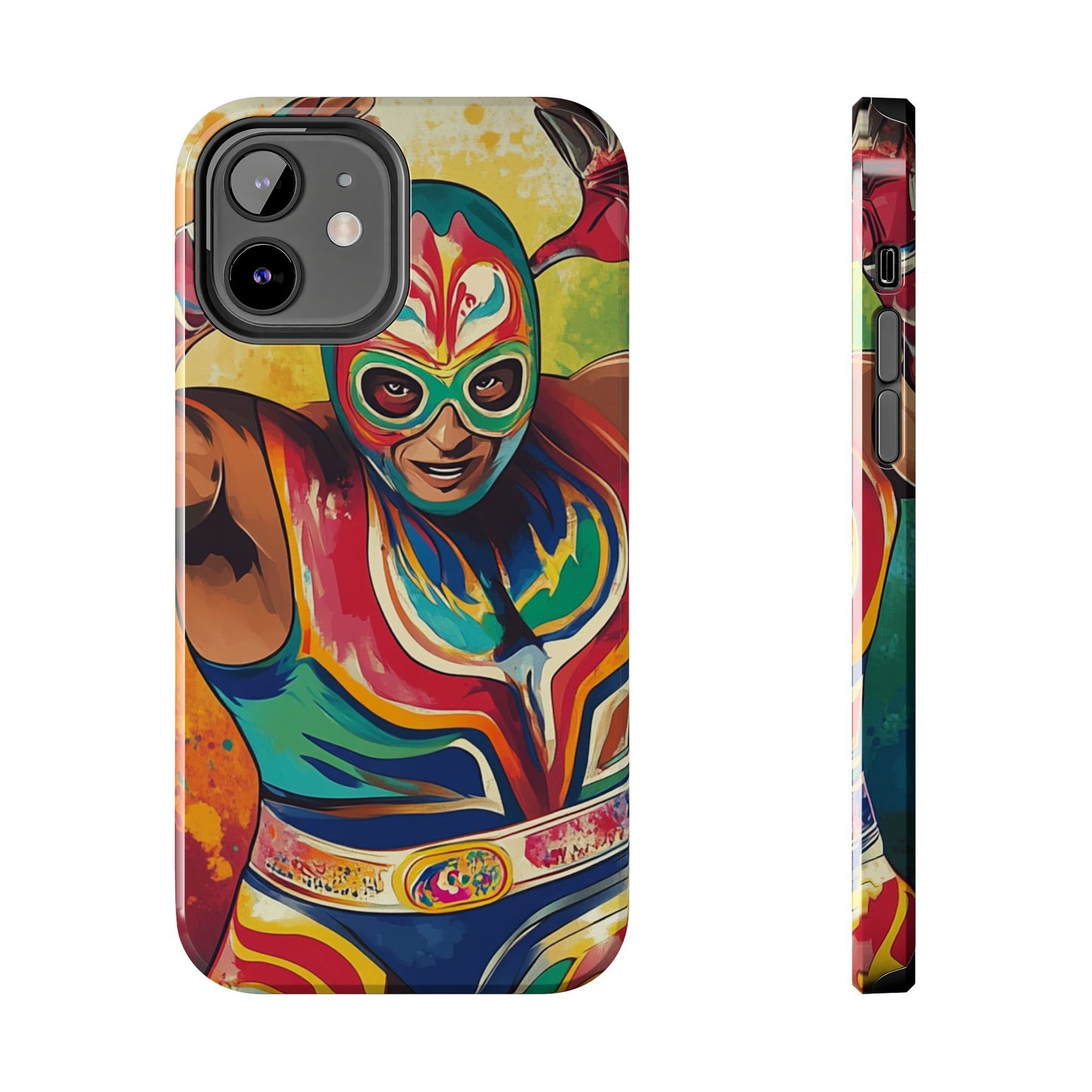 Colorful Lucha Libre Wrestler Tough Phone Case - Protective Phone Cover, Fun Wrestling Fan Gift, Vibrant Masked Wrestler Phone