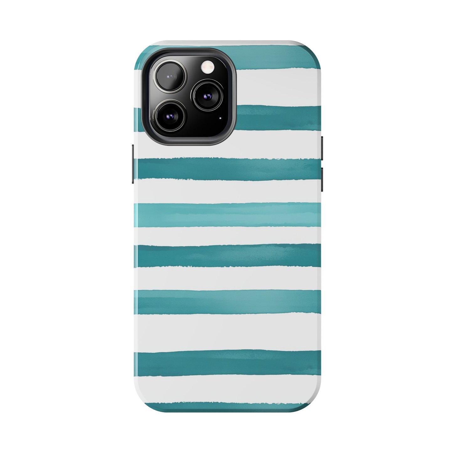 Vibrant Lines | Teal Ocean Striped Tough Phone Case