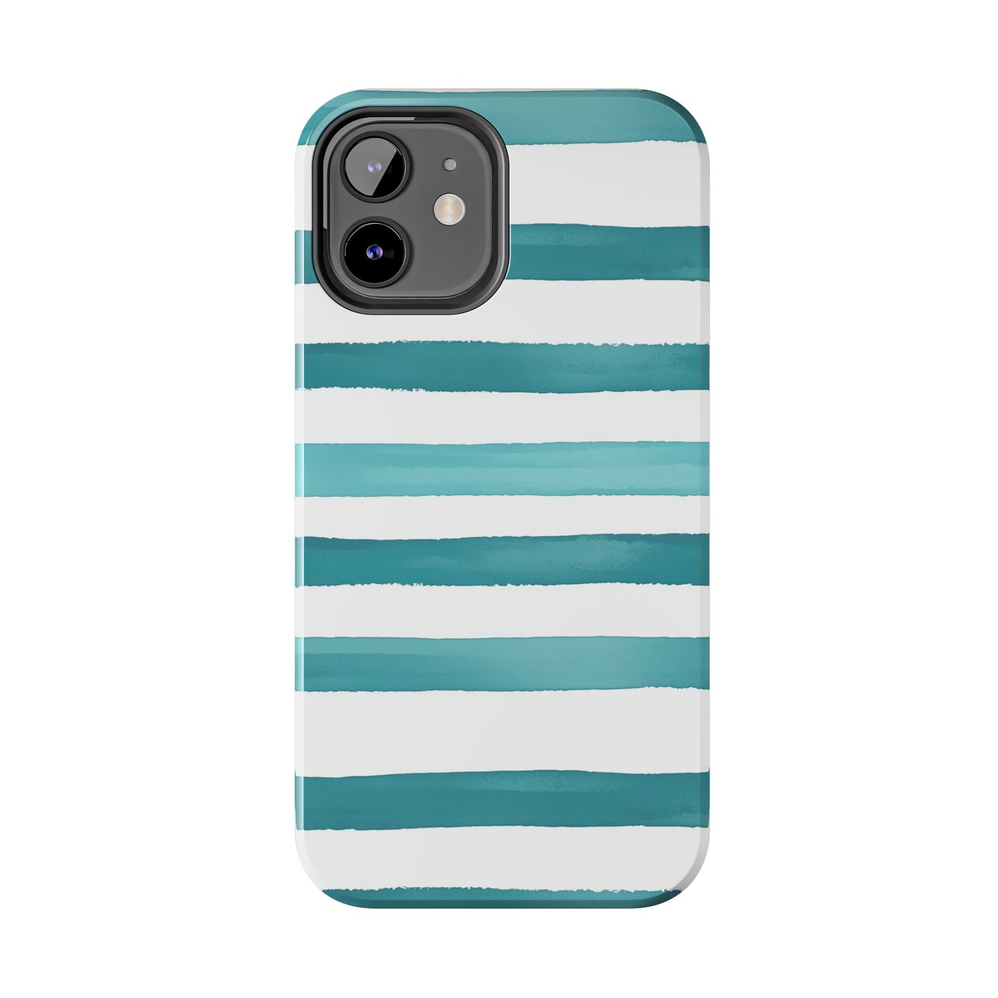 Vibrant Lines | Teal Ocean Striped Tough Phone Case