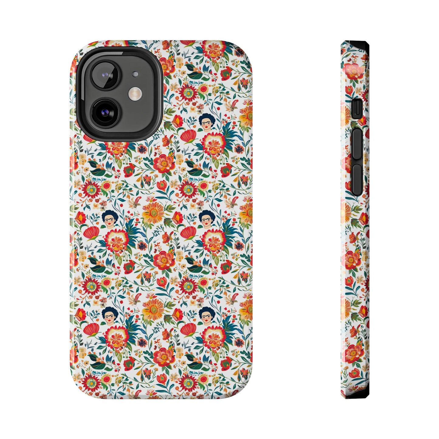 Frida Collection | Colorful Frida Kahlo Tough Phone Case for iPhone, Protective Case, Hard Shell Cover, Shockproof Case, Flower Pattern, Floral Design