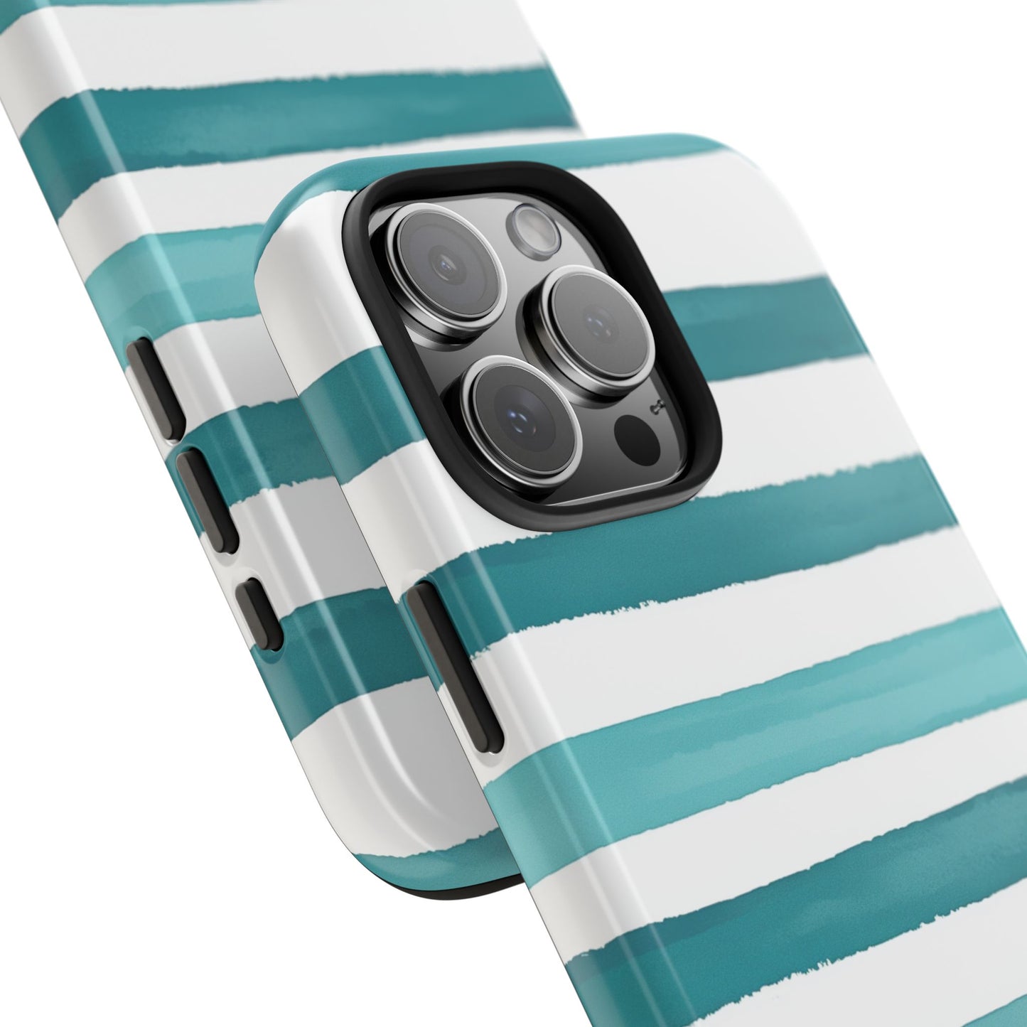 Vibrant Lines | Teal Ocean Striped Tough Phone Case