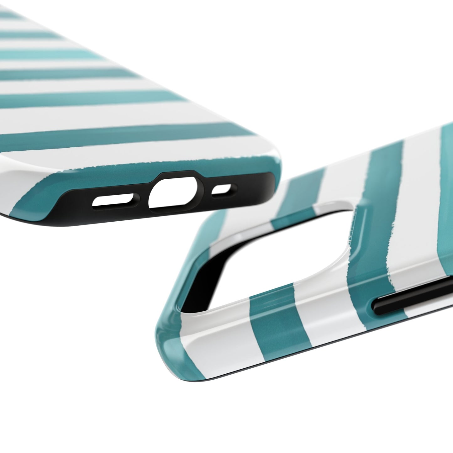Vibrant Lines | Teal Ocean Striped Tough Phone Case