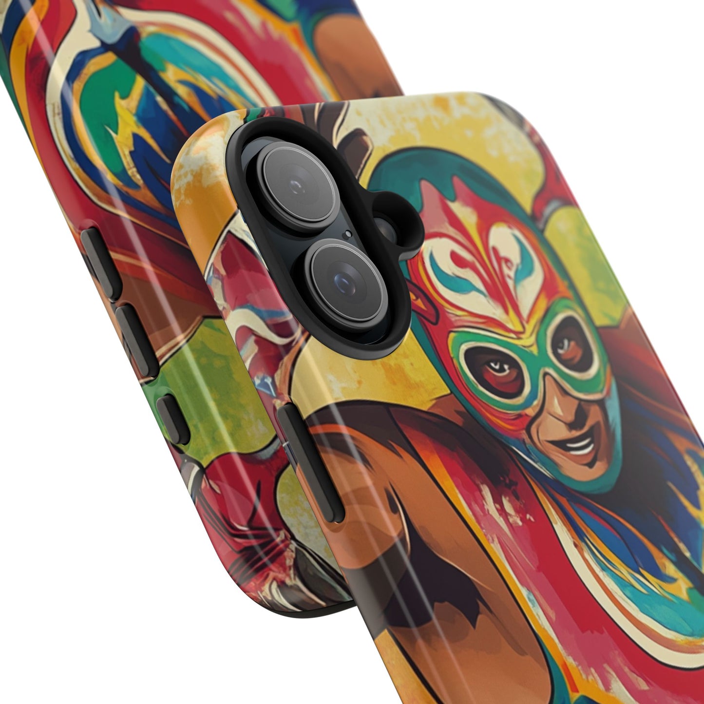 Colorful Lucha Libre Wrestler Tough Phone Case - Protective Phone Cover, Fun Wrestling Fan Gift, Vibrant Masked Wrestler Phone