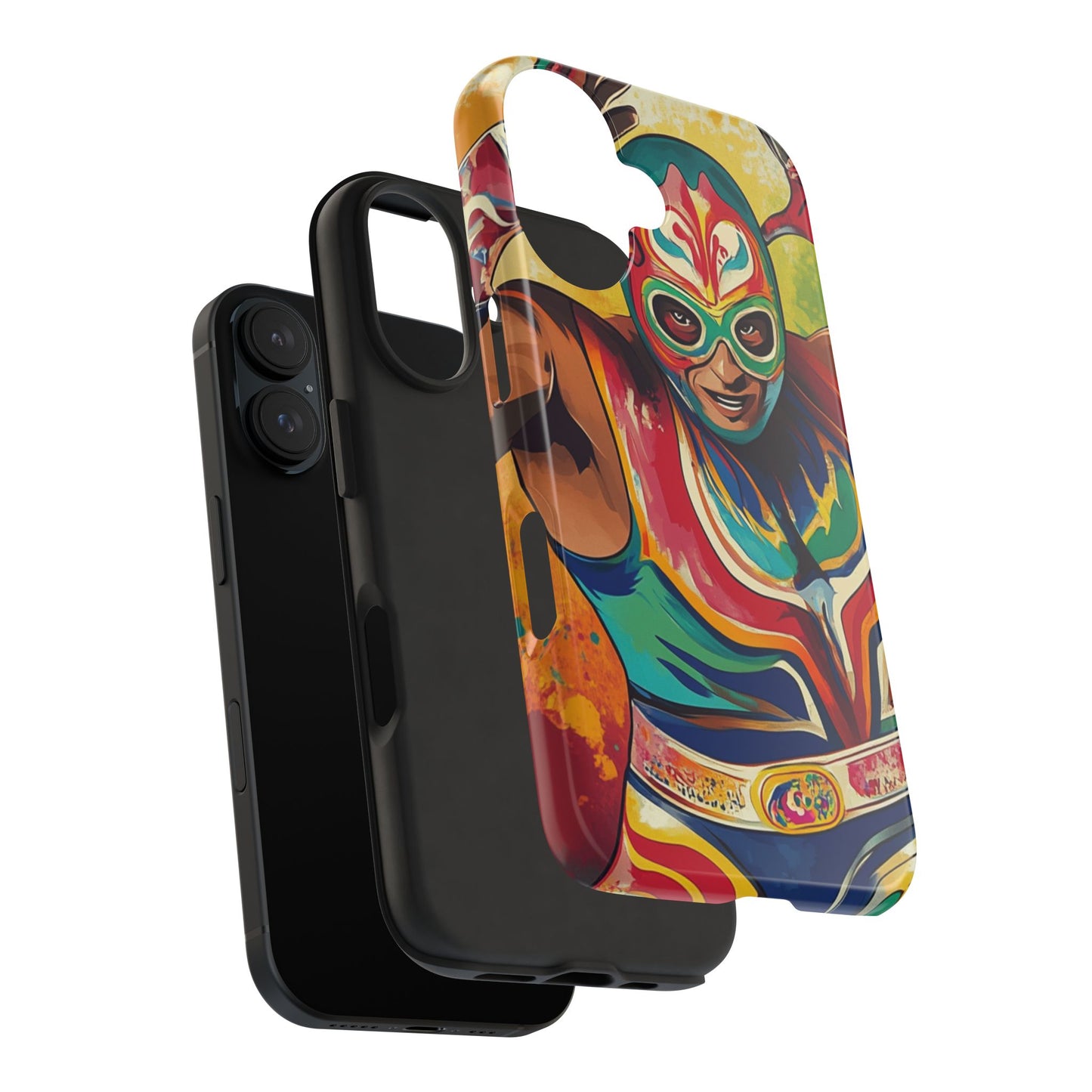 Colorful Lucha Libre Wrestler Tough Phone Case - Protective Phone Cover, Fun Wrestling Fan Gift, Vibrant Masked Wrestler Phone