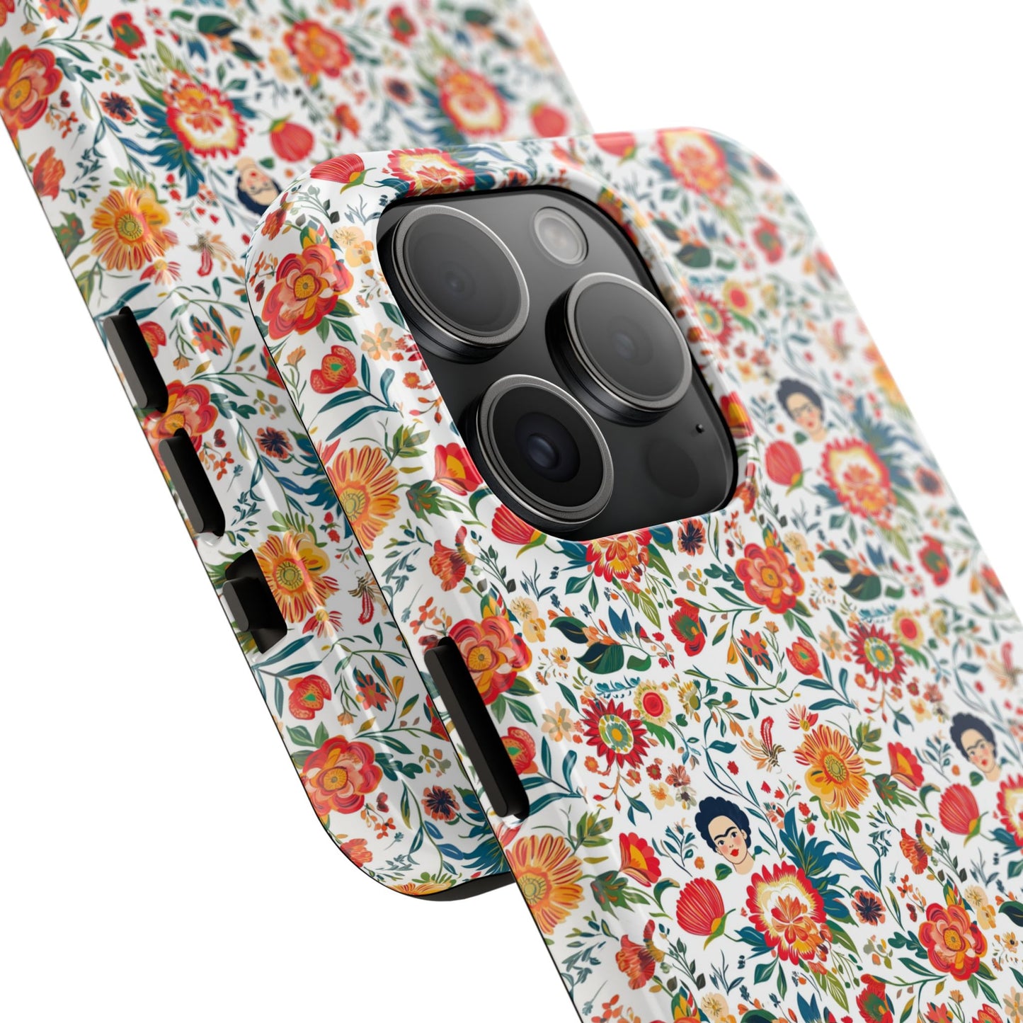 Frida Collection | Colorful Frida Kahlo Tough Phone Case for iPhone, Protective Case, Hard Shell Cover, Shockproof Case, Flower Pattern, Floral Design