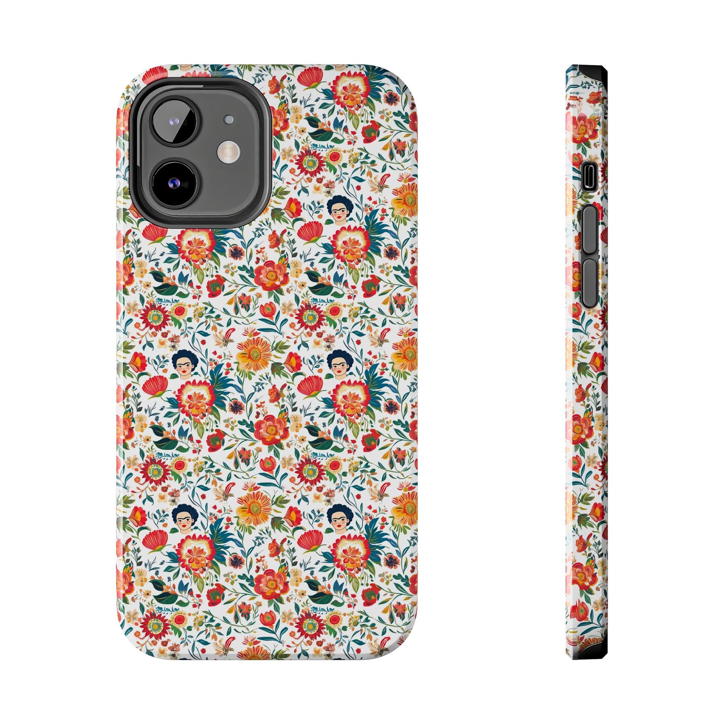 Frida Collection | Colorful Frida Kahlo Tough Phone Case for iPhone, Protective Case, Hard Shell Cover, Shockproof Case, Flower Pattern, Floral Design
