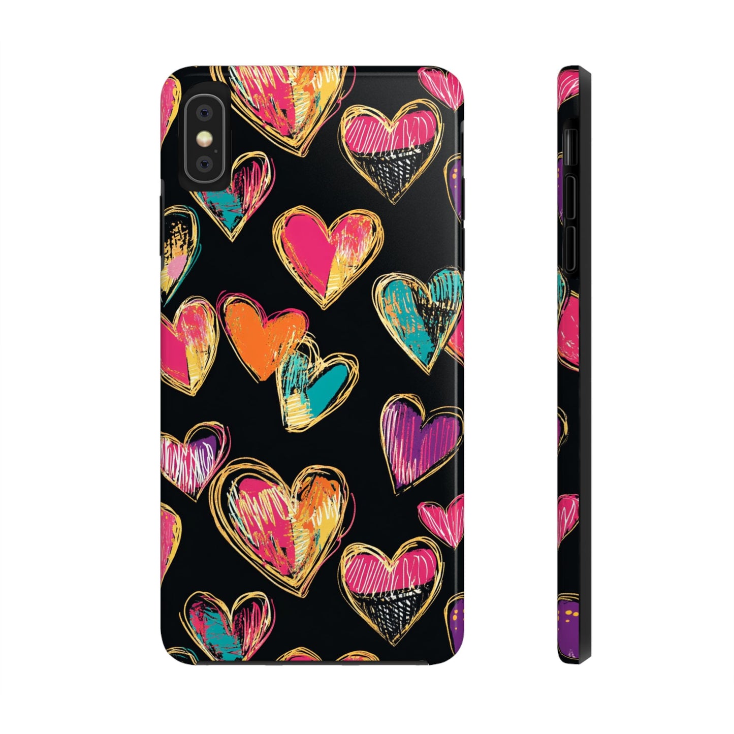 Love is in the Air | Colorful Chalk Hearts Design Phone Case