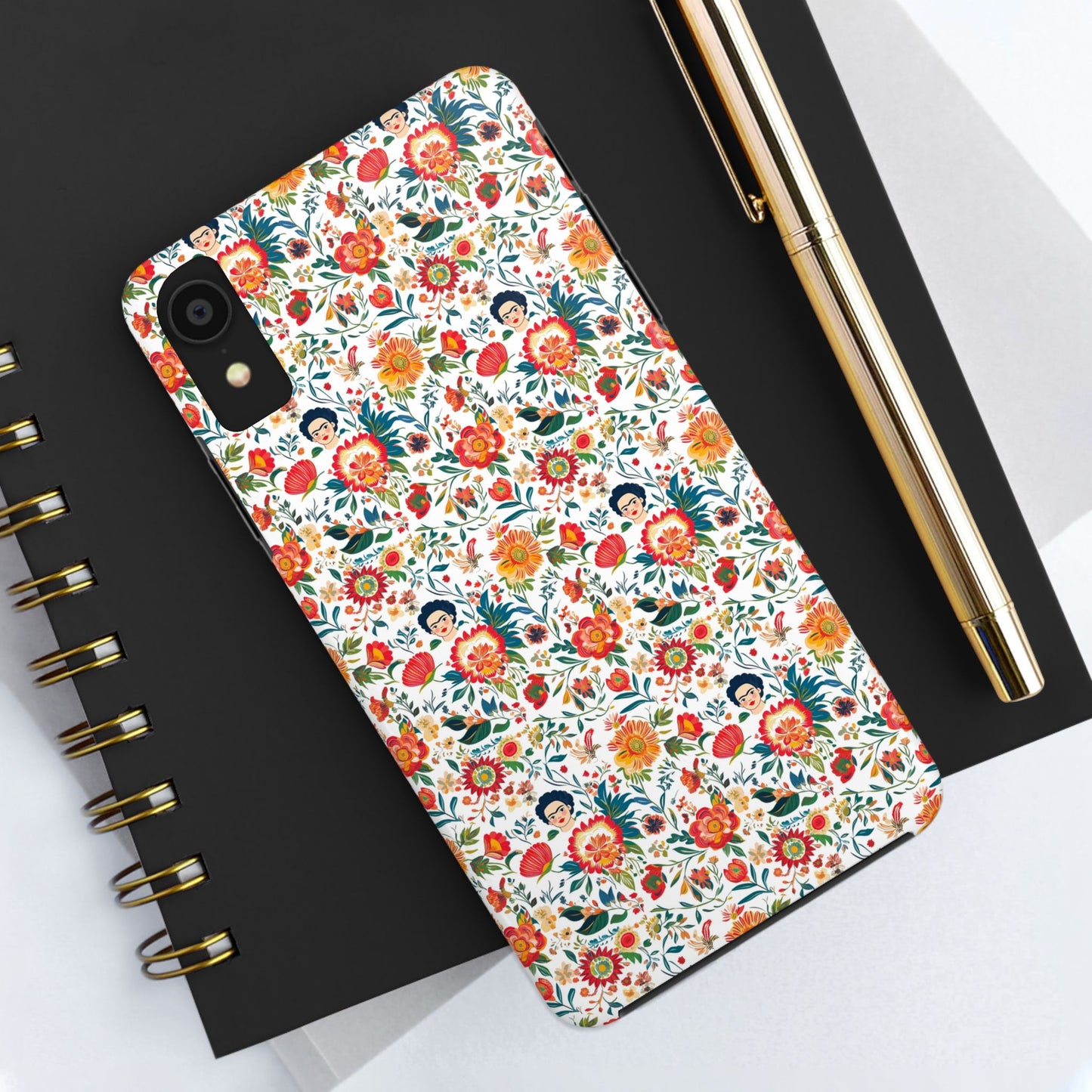 Frida Collection | Colorful Frida Kahlo Tough Phone Case for iPhone, Protective Case, Hard Shell Cover, Shockproof Case, Flower Pattern, Floral Design