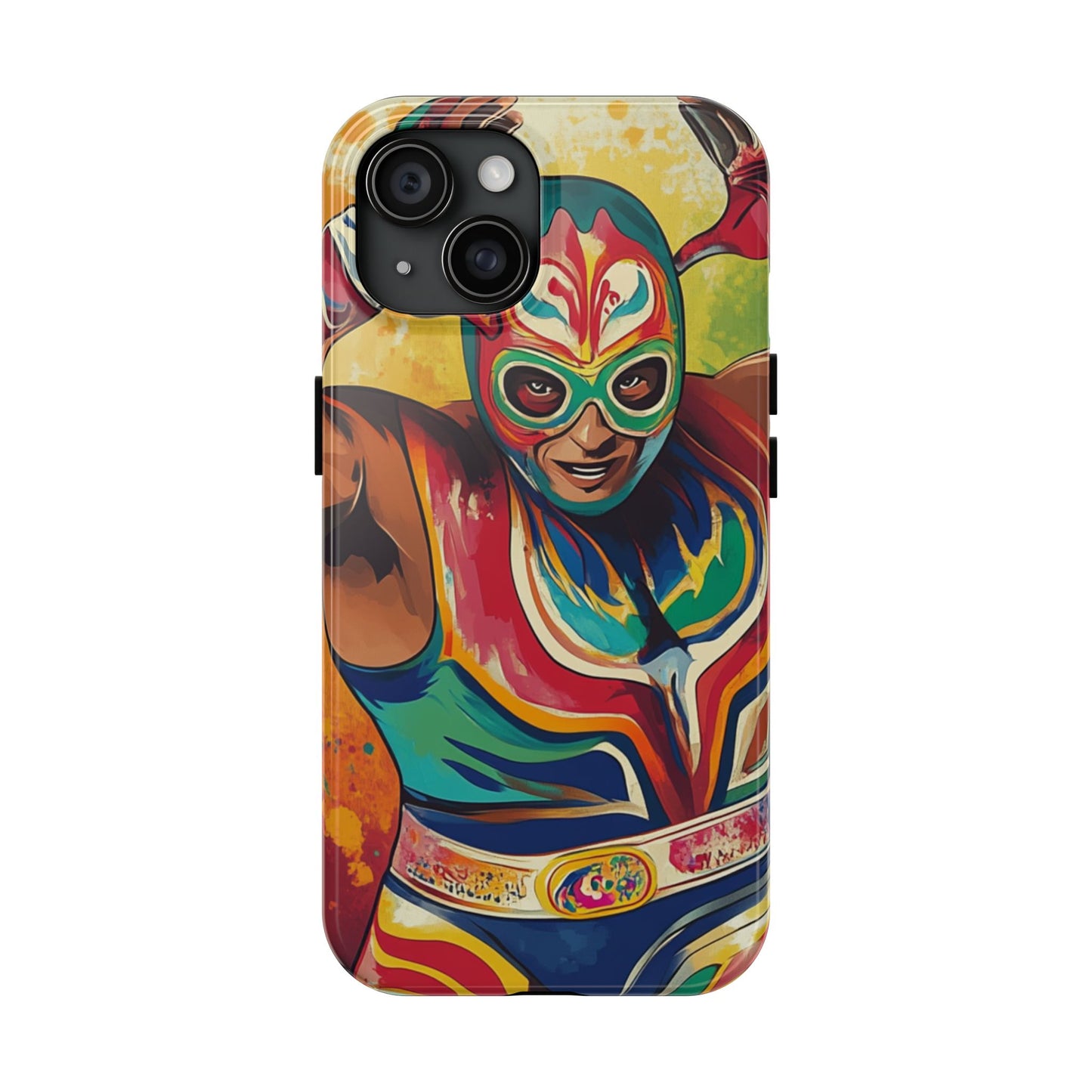 Colorful Lucha Libre Wrestler Tough Phone Case - Protective Phone Cover, Fun Wrestling Fan Gift, Vibrant Masked Wrestler Phone