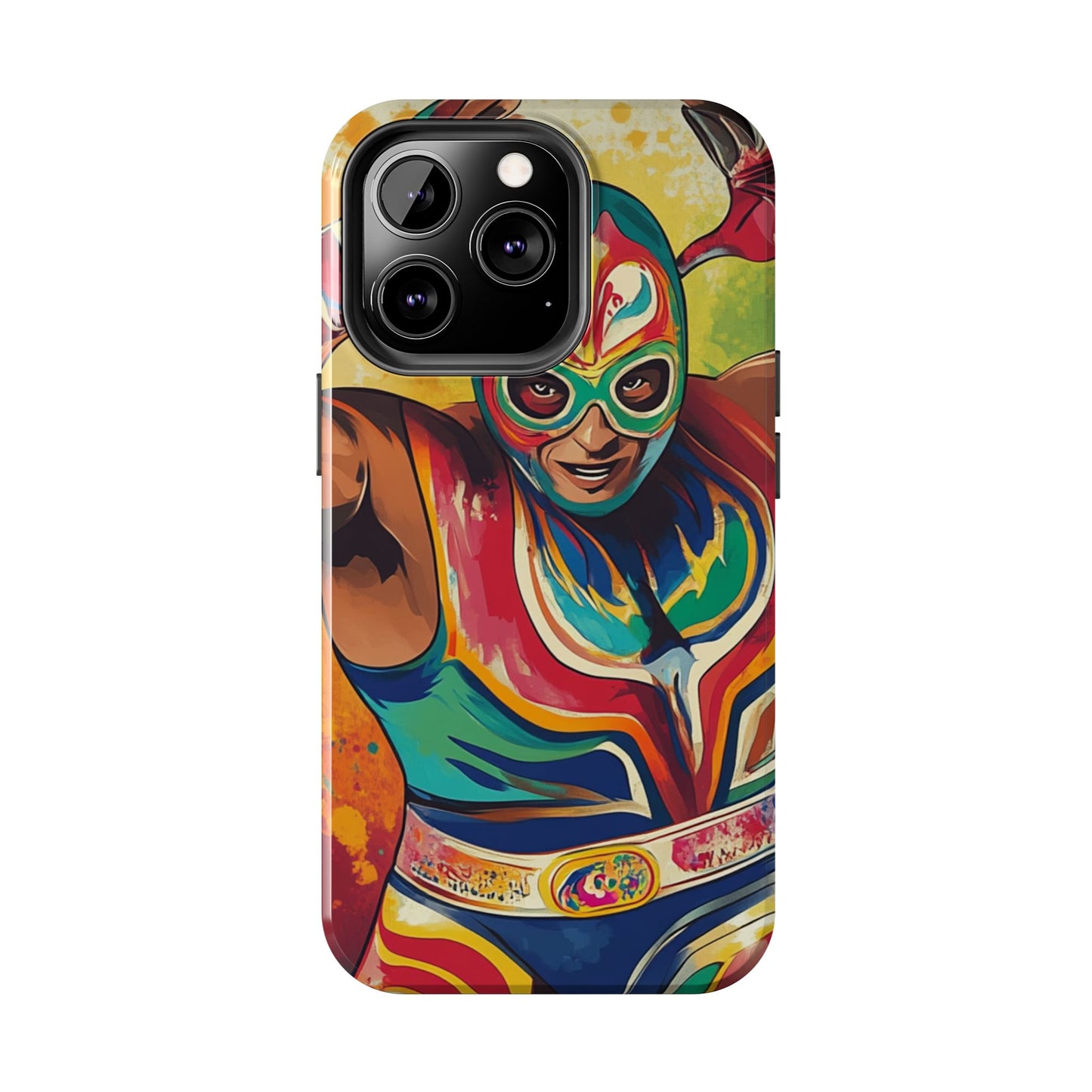 Colorful Lucha Libre Wrestler Tough Phone Case - Protective Phone Cover, Fun Wrestling Fan Gift, Vibrant Masked Wrestler Phone