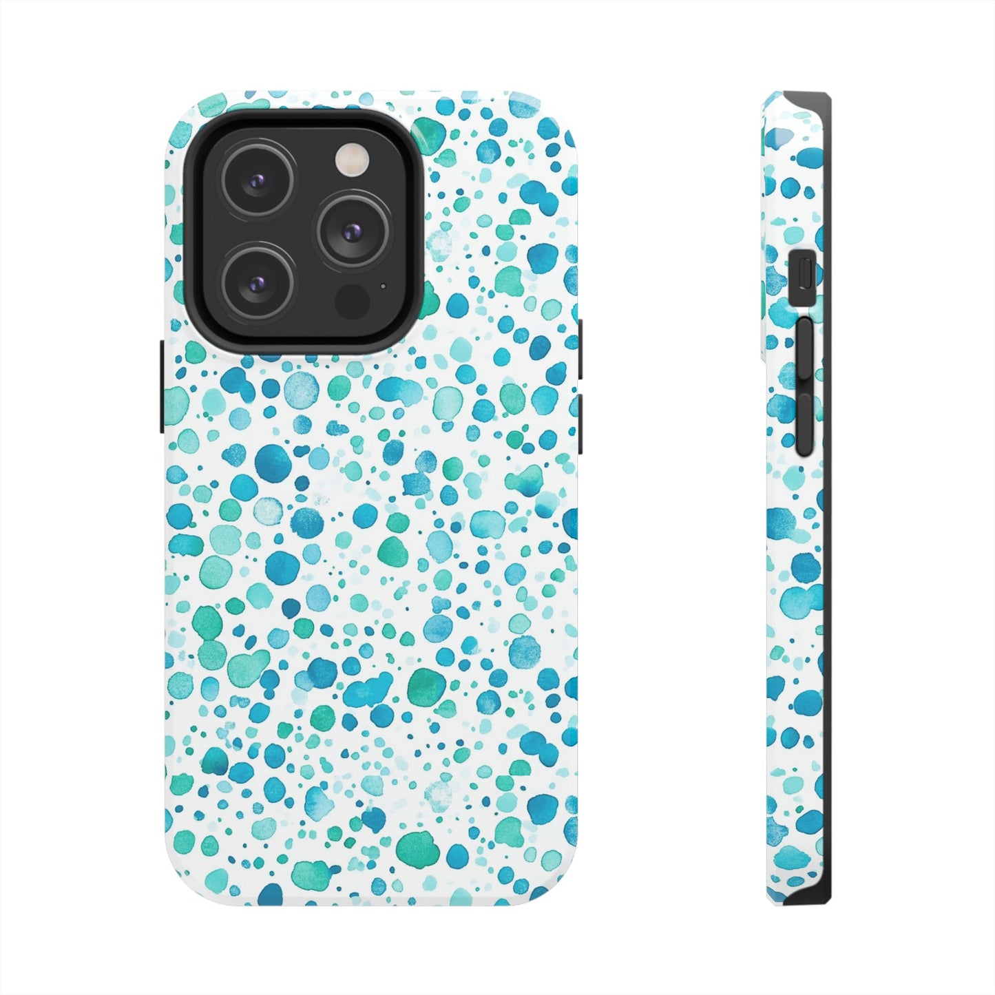 Trendy Spots | Aqua Watercolor Polka Dots Phone Case