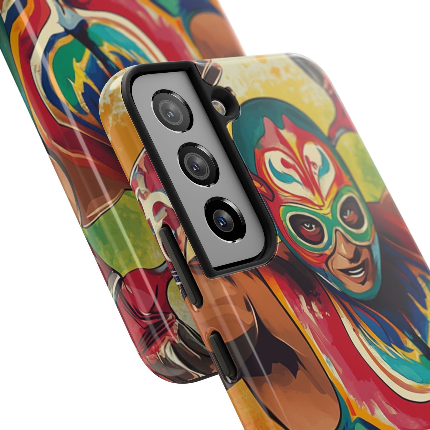 Colorful Lucha Libre Wrestler Tough Phone Case - Protective Phone Cover, Fun Wrestling Fan Gift, Vibrant Masked Wrestler Phone