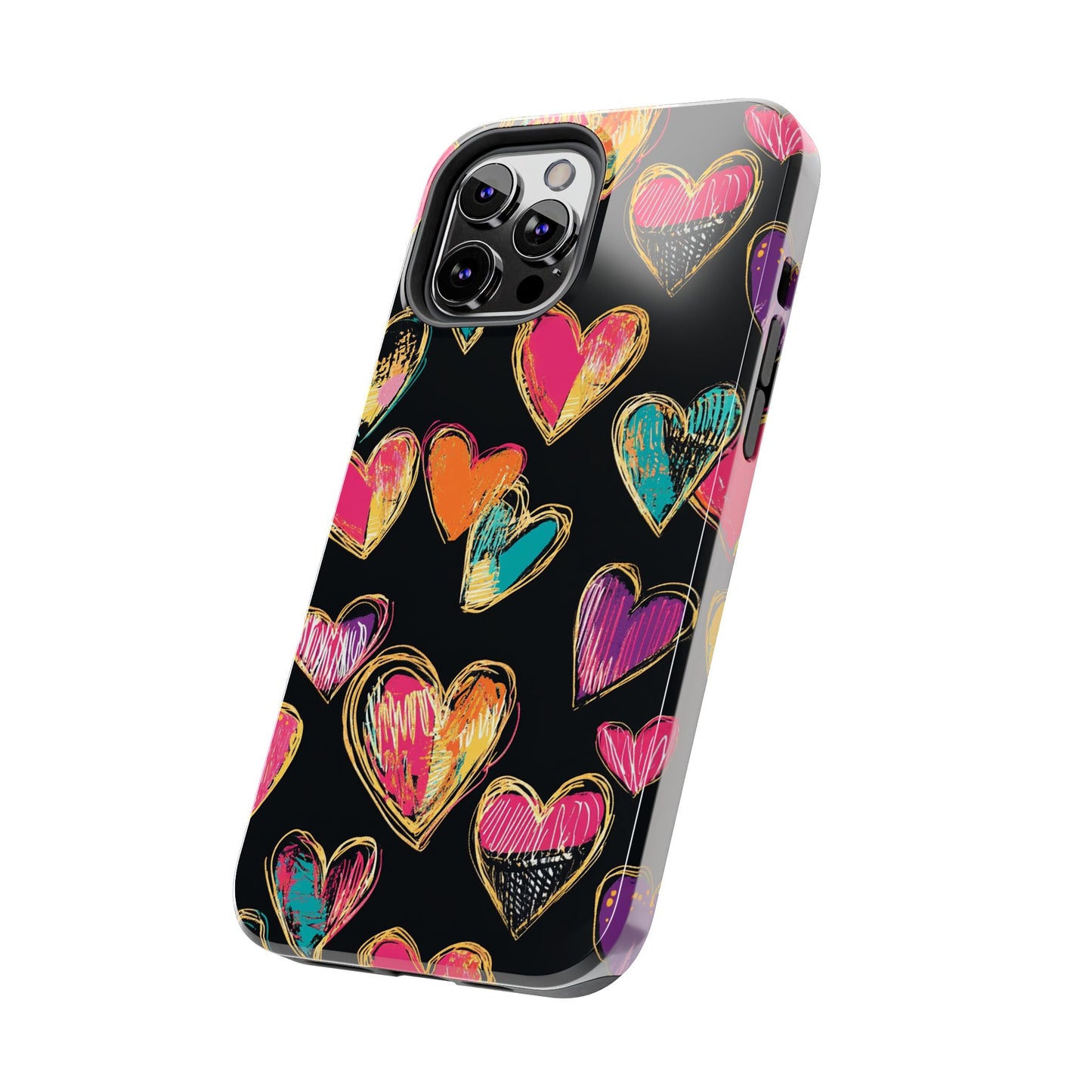 Love is in the Air | Colorful Chalk Hearts Design Phone Case