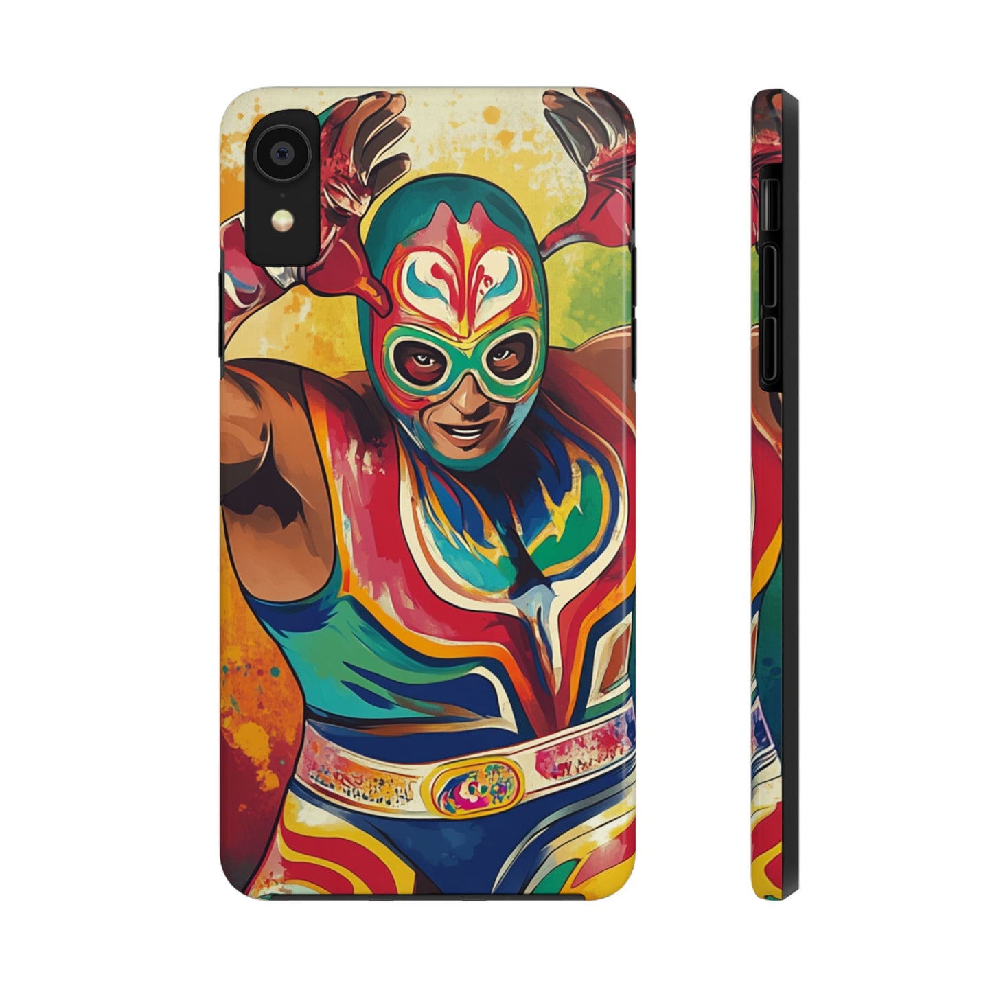 Colorful Lucha Libre Wrestler Tough Phone Case - Protective Phone Cover, Fun Wrestling Fan Gift, Vibrant Masked Wrestler Phone