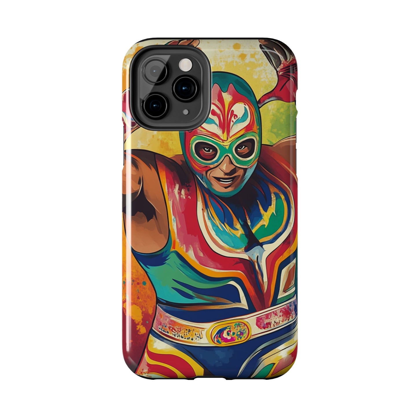 Colorful Lucha Libre Wrestler Tough Phone Case - Protective Phone Cover, Fun Wrestling Fan Gift, Vibrant Masked Wrestler Phone