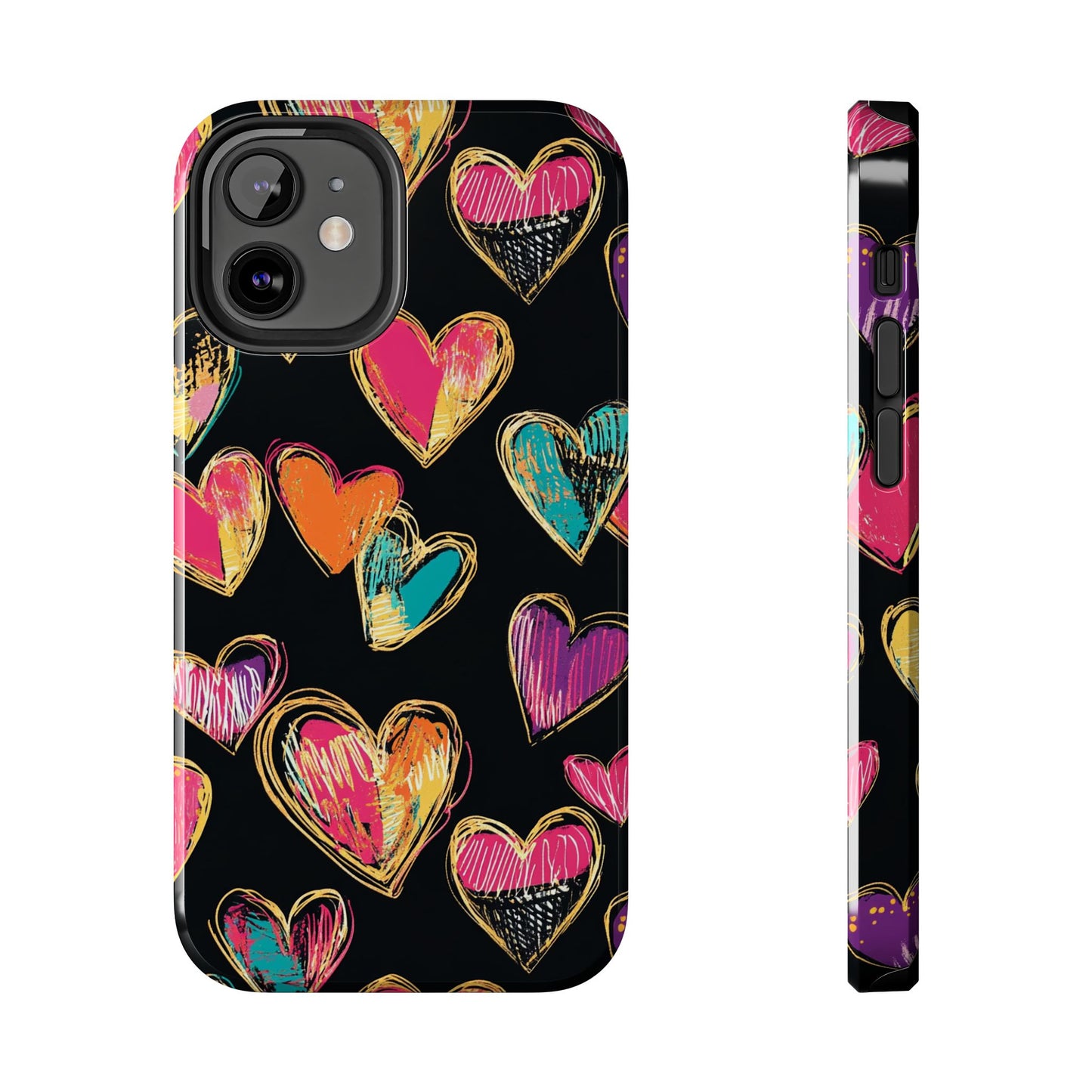 Love is in the Air | Colorful Chalk Hearts Design Phone Case