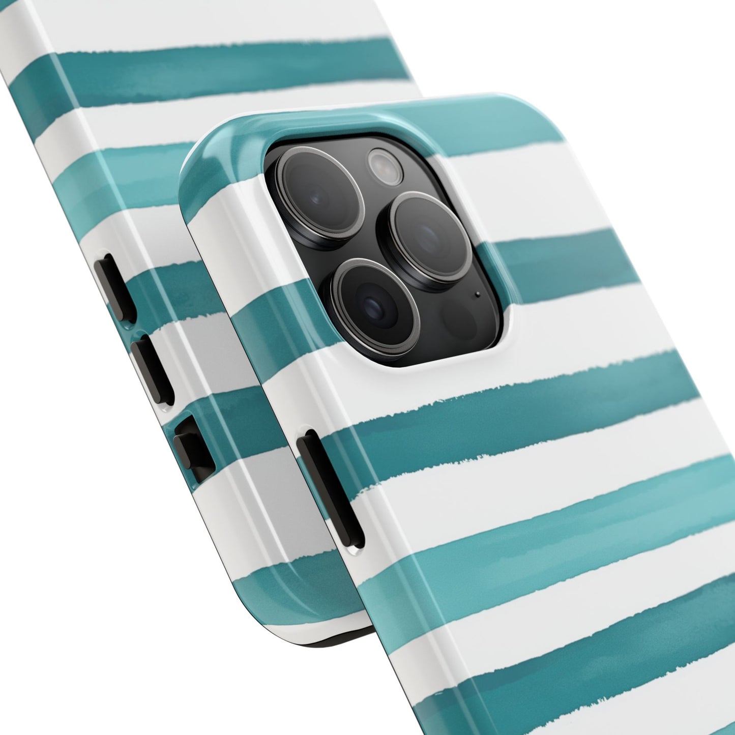 Vibrant Lines | Teal Ocean Striped Tough Phone Case