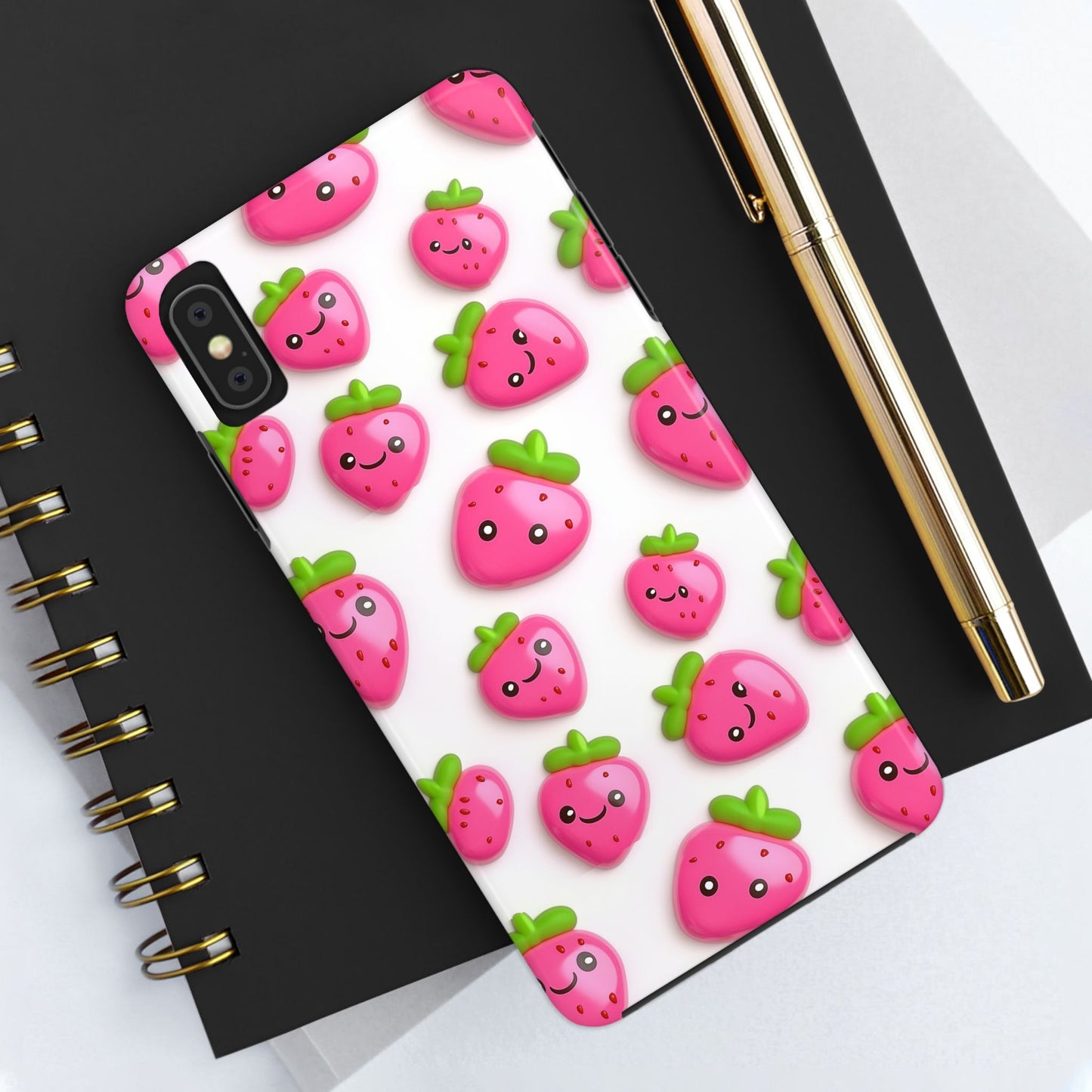 Quirky Chic | Smiling Strawberries Tough Phone Case