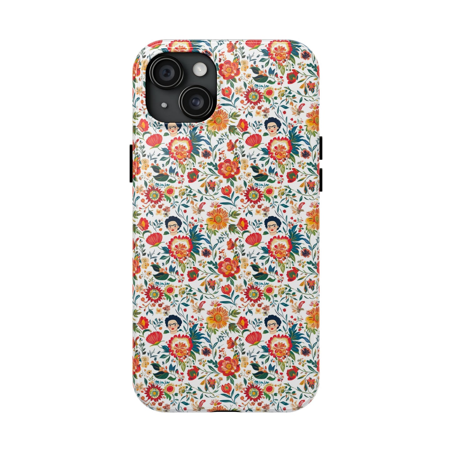 Frida Collection | Colorful Frida Kahlo Tough Phone Case for iPhone, Protective Case, Hard Shell Cover, Shockproof Case, Flower Pattern, Floral Design