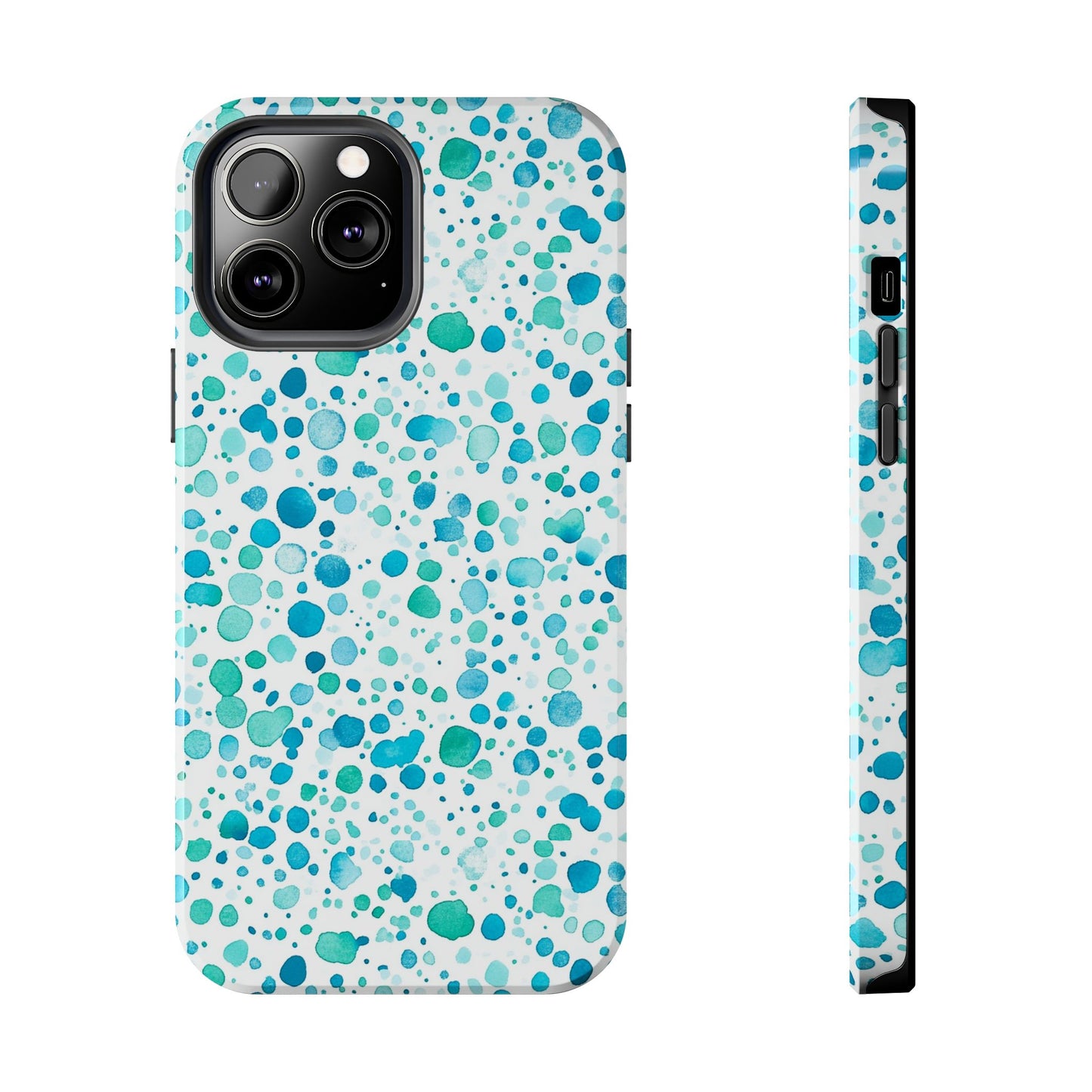 Trendy Spots | Aqua Watercolor Polka Dots Phone Case