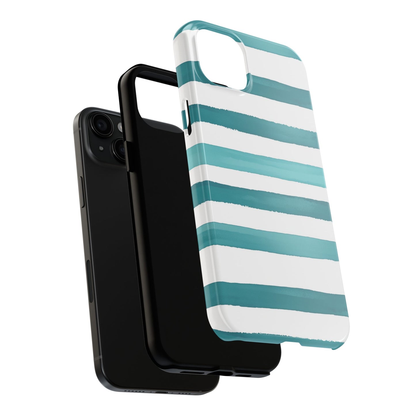 Vibrant Lines | Teal Ocean Striped Tough Phone Case