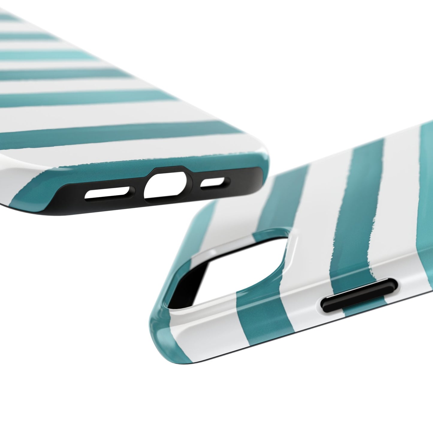 Vibrant Lines | Teal Ocean Striped Tough Phone Case
