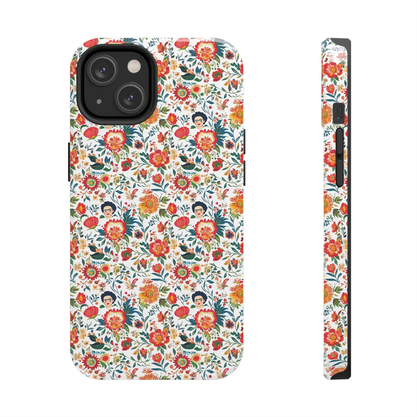 Frida Collection | Colorful Frida Kahlo Tough Phone Case for iPhone, Protective Case, Hard Shell Cover, Shockproof Case, Flower Pattern, Floral Design