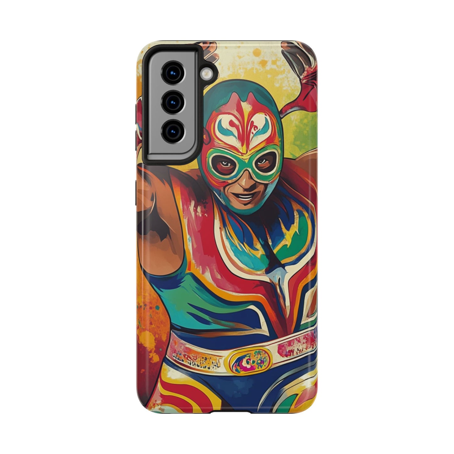 Colorful Lucha Libre Wrestler Tough Phone Case - Protective Phone Cover, Fun Wrestling Fan Gift, Vibrant Masked Wrestler Phone